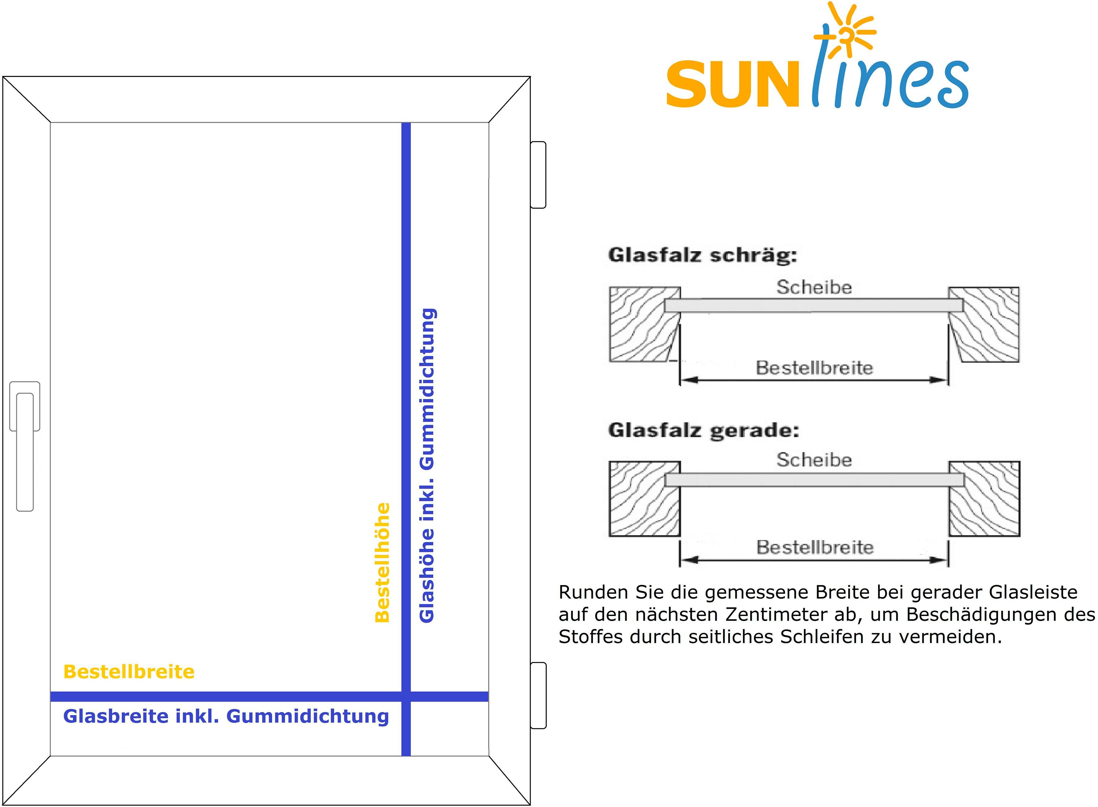 Plissee verspannt, ohne Bohren, Crush, Budget crushed sunlines, Lichtschutz, Haftfix, Haftfix, beige