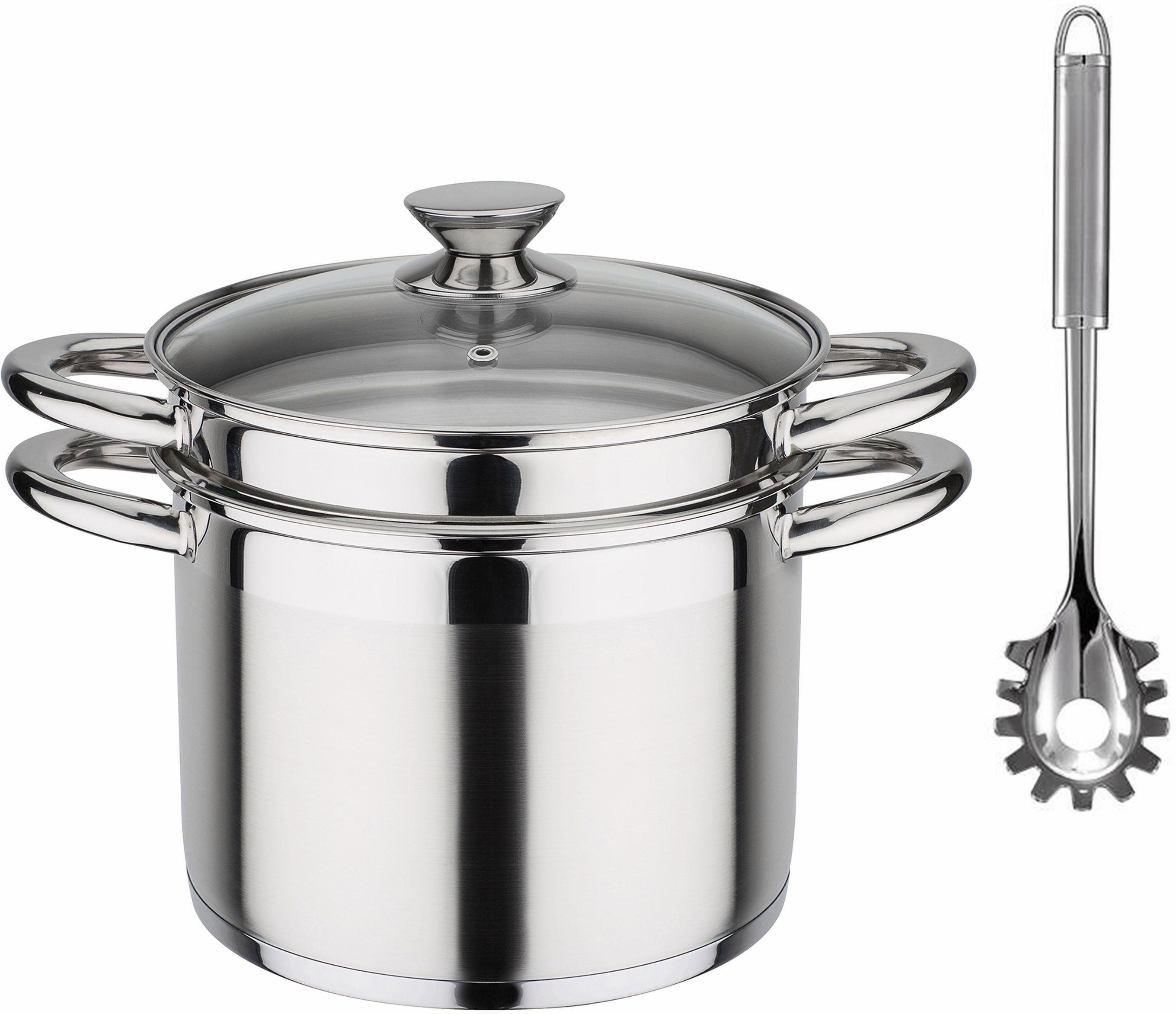 GSW Spaghettitopf Treviso, Edelstahl 18/8 (1-tlg), Induktion, 6 Liter, inkl. Pastalöffel