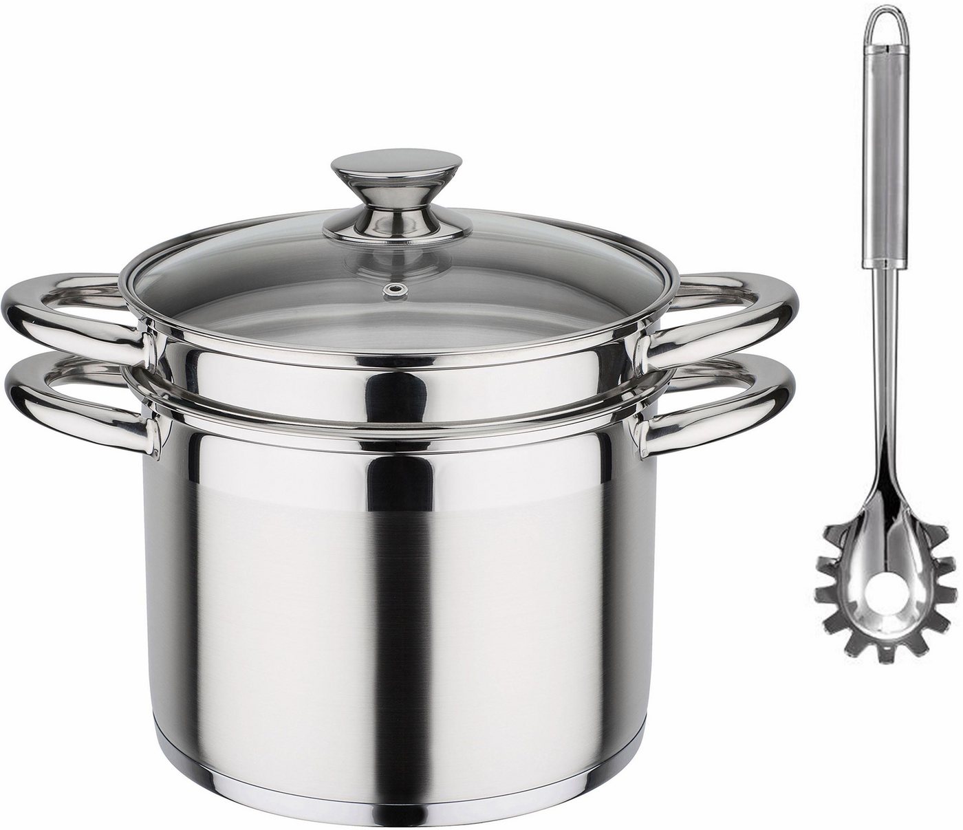 GSW Spaghettitopf Treviso, Edelstahl 18/8 (1-tlg), Induktion, 6 Liter, inkl. Pastalöffel