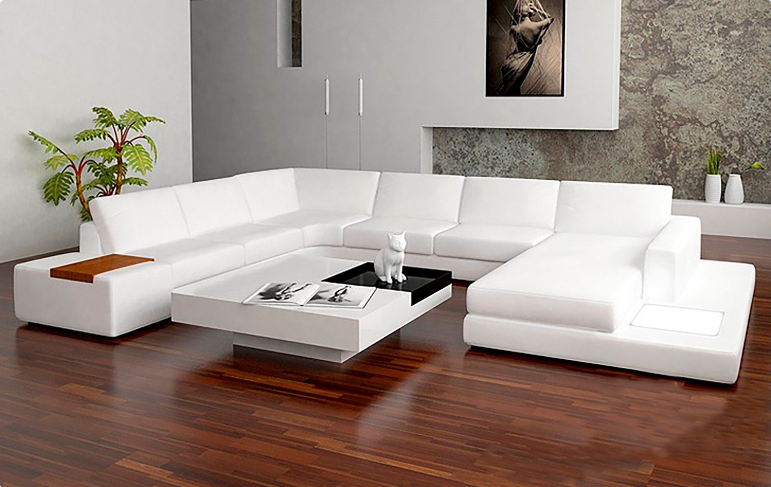 Modern Wohnlandschaft Design JVmoebel Ecksofa, Sofa Ledersofa Ecksofa Couch Eck