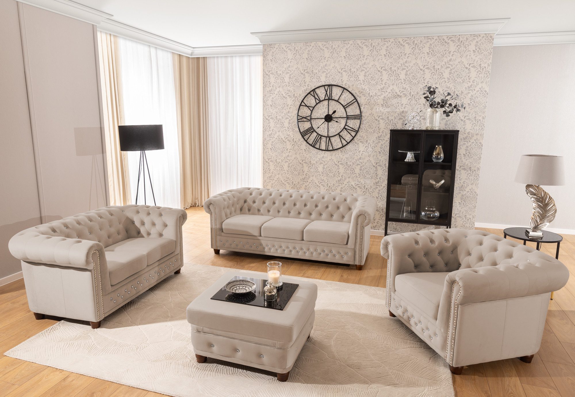 S-Style Möbel Polstergarnitur Chesterfield 3+2+1 Cleo günstig online kaufen