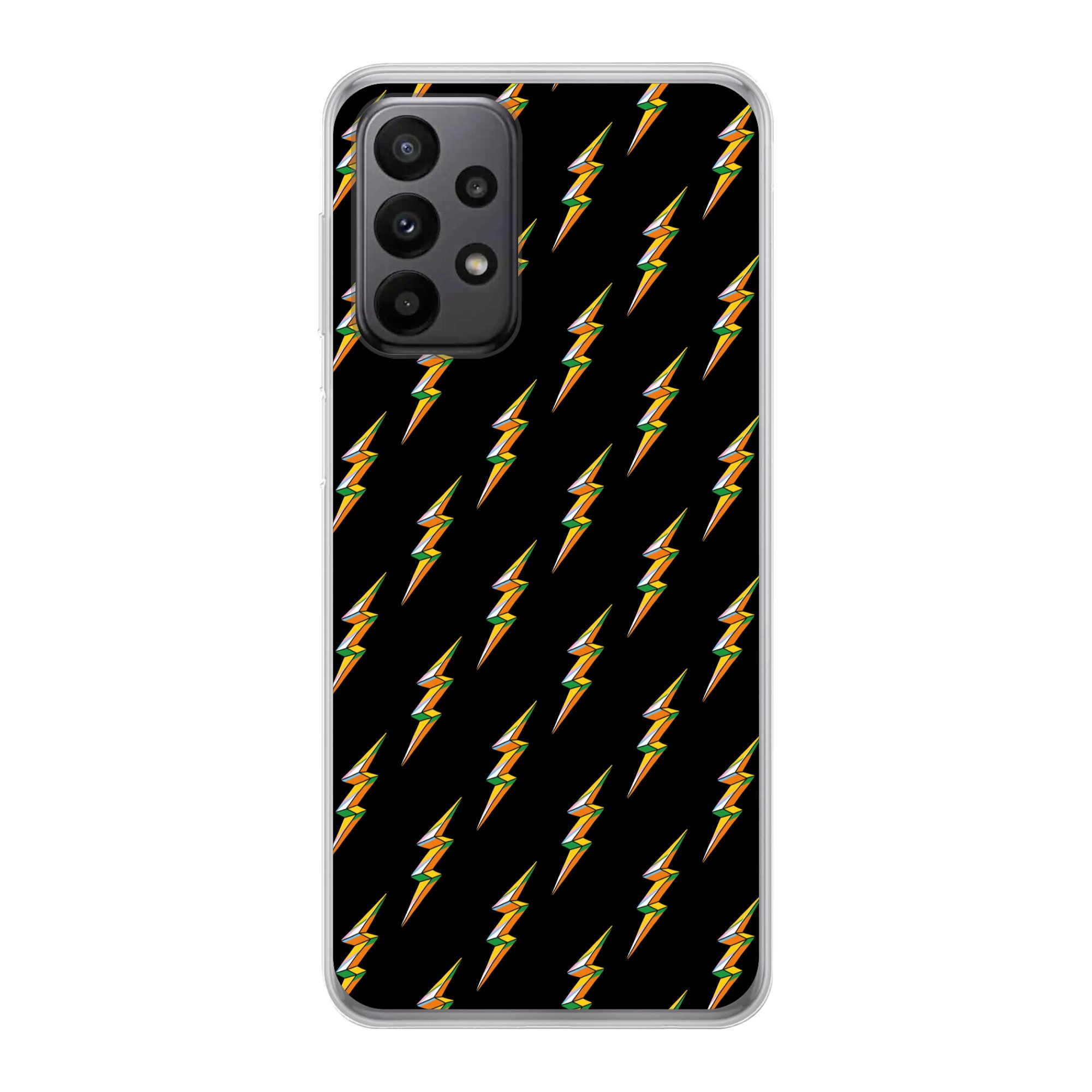 MuchoWow Handyhülle für Samsung Galaxy A23 5G Blitzschlag - Gelb - Schwarz, Smartphone-Bumper, Print, Handy Schutzhülle Dünn