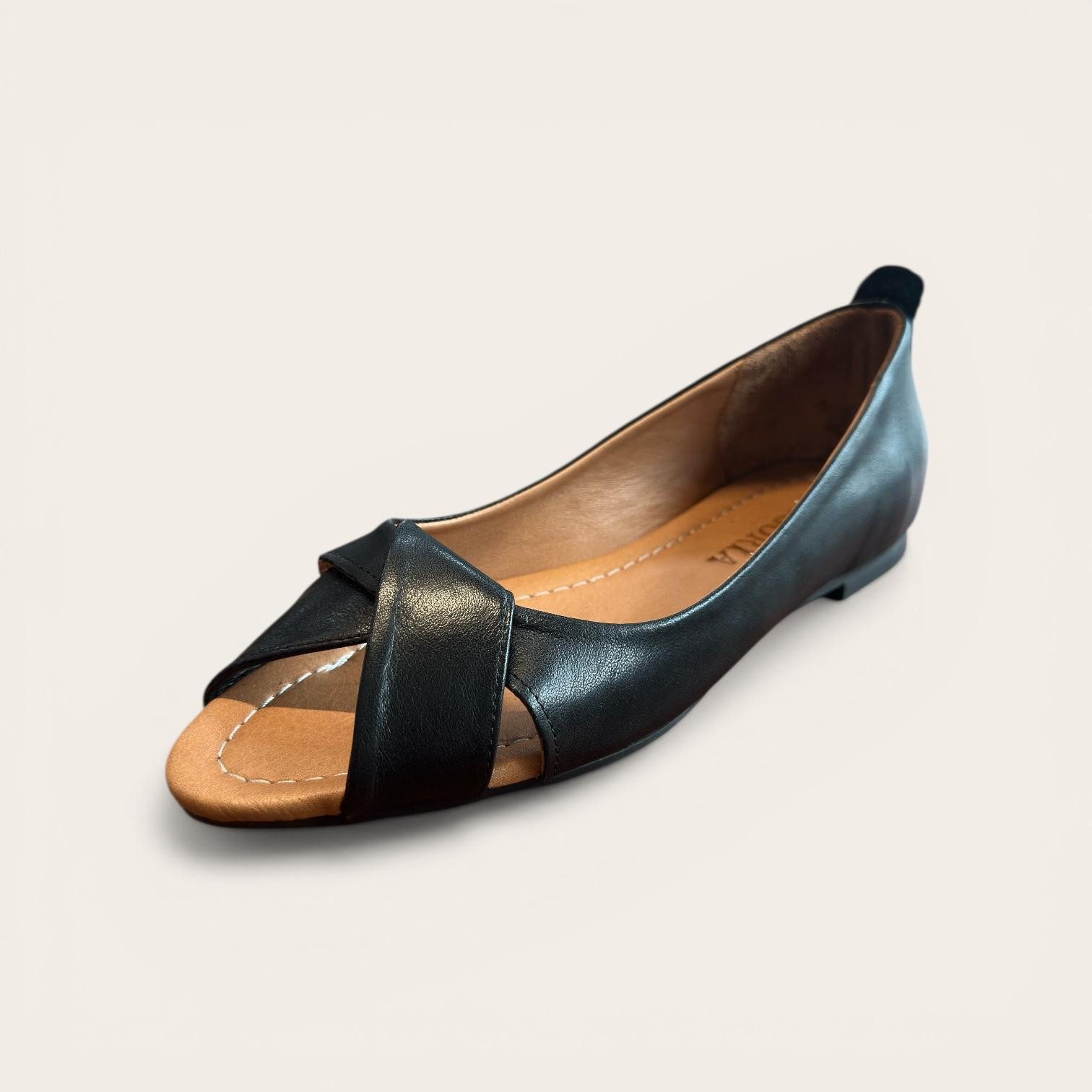 Begoria Begoria Milano - Elegante Open-Toe Leder-Ballerinas Ballerina