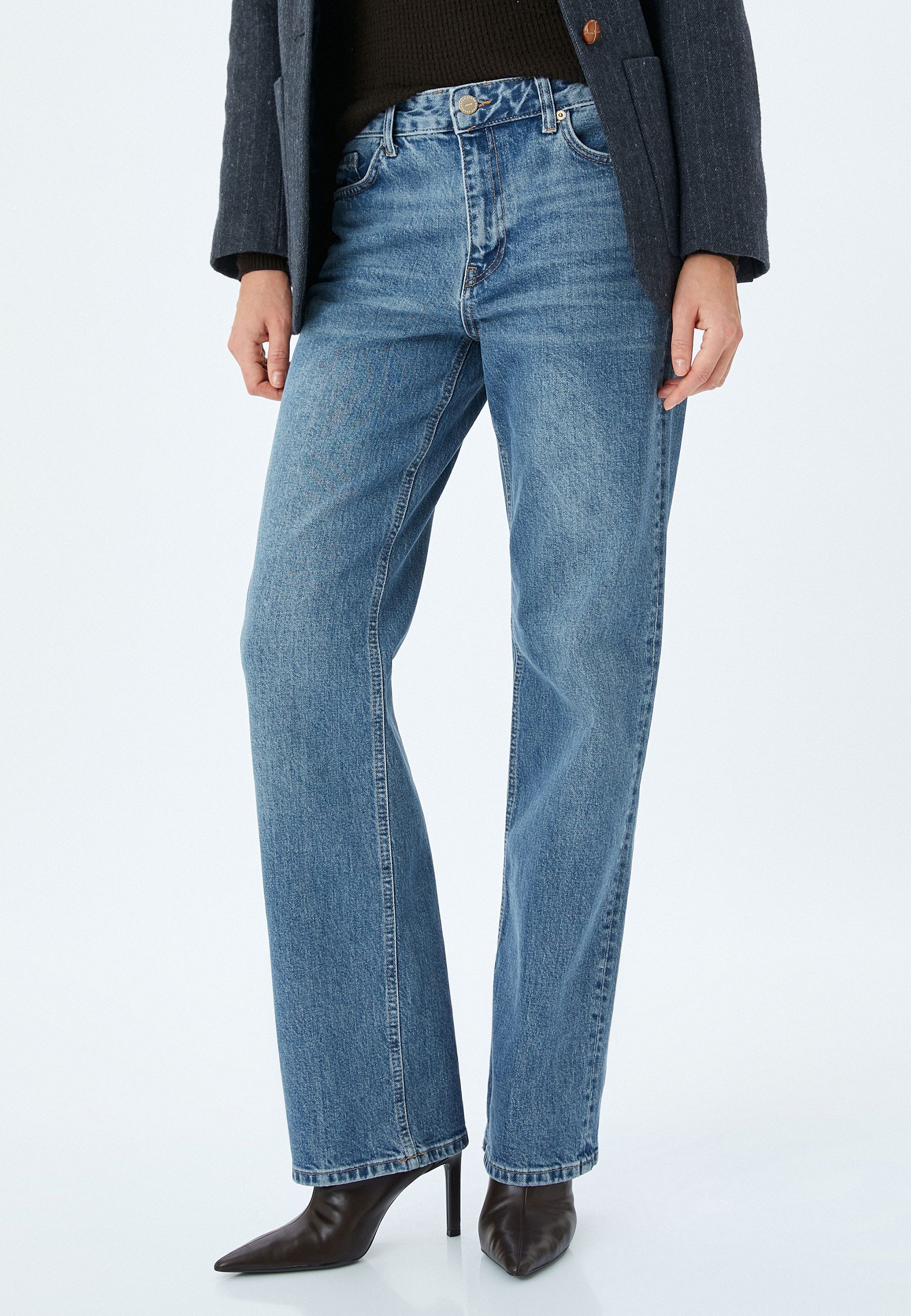 3/4-Jeans Denim Straight Straight-Jeans