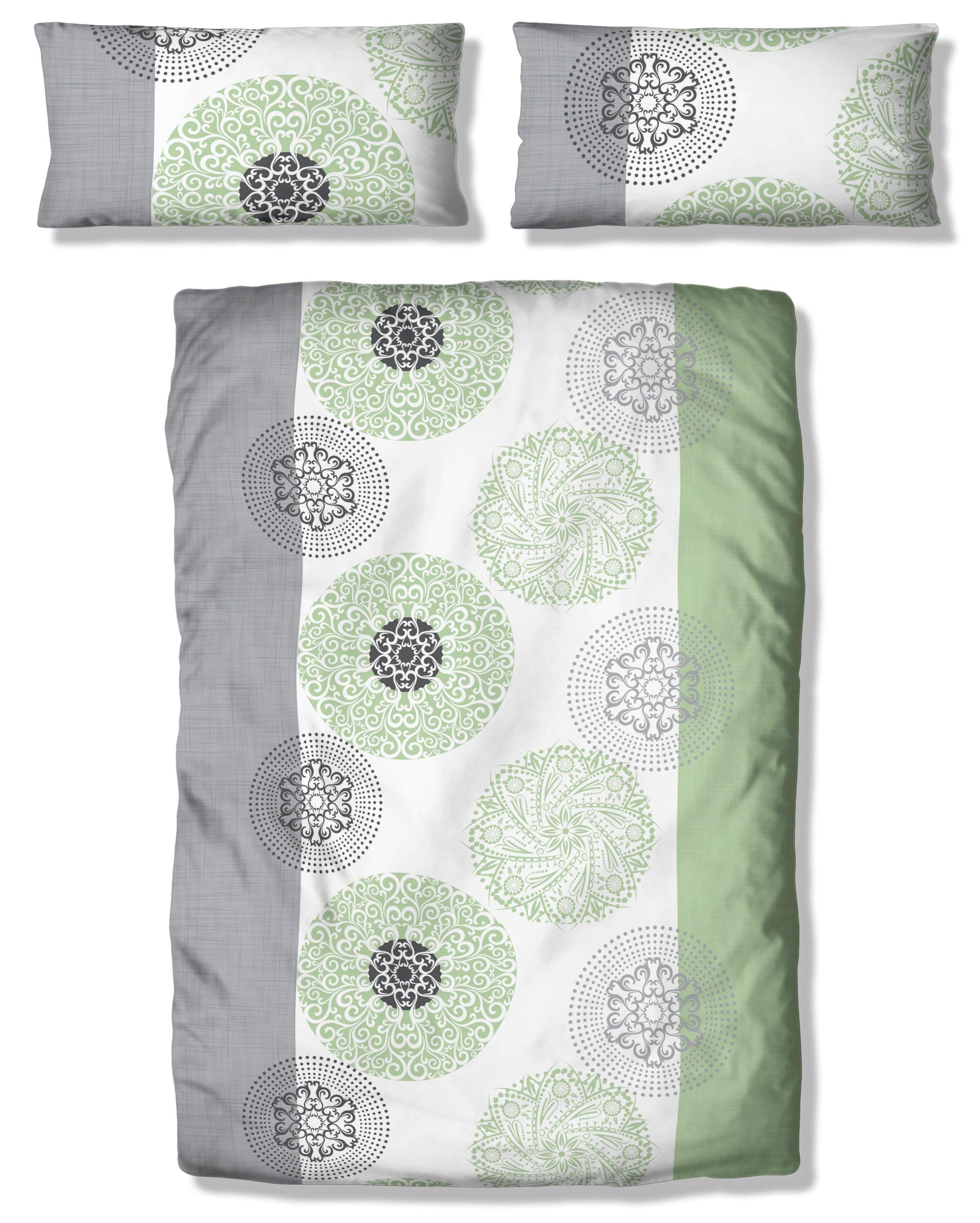 Bettwäsche Cison in Gr. 135x200 oder 155x220 cm, my home, Linon, 2 teilig, florale Bettwäsche aus Baumwolle hellgrün