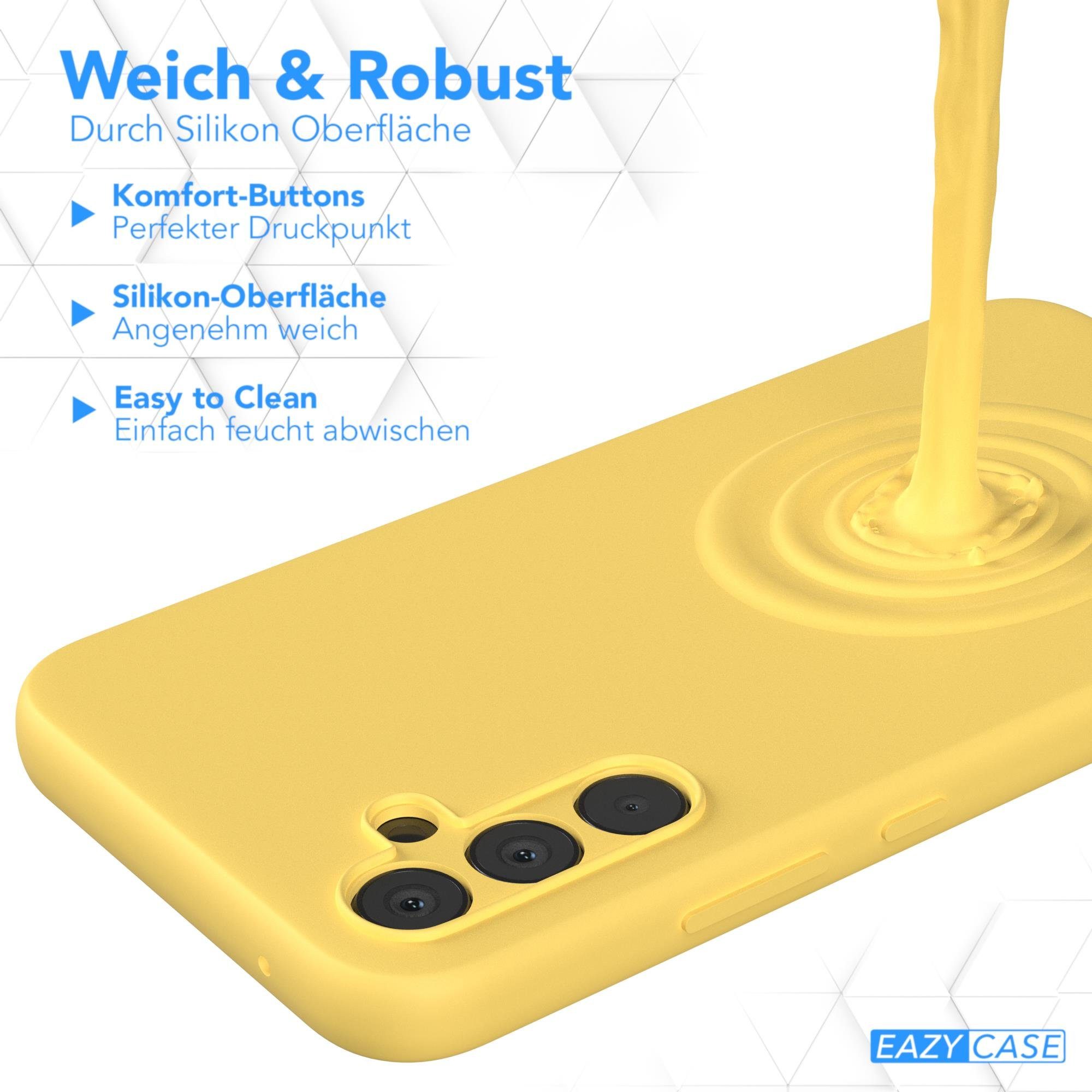 EAZY CASE Handyhülle Premium Silikon Case für Samsung Galaxy A34 6,6 Zoll, Handycover Softcase Hülle Silikon mit Displayschutz kratzfest Gelb – Bild 4 von 5