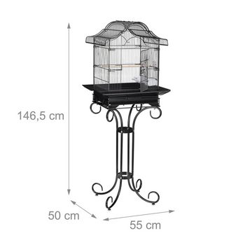relaxdays Vogelkäfig Schwarzer Vogelkäfig mit Ständer