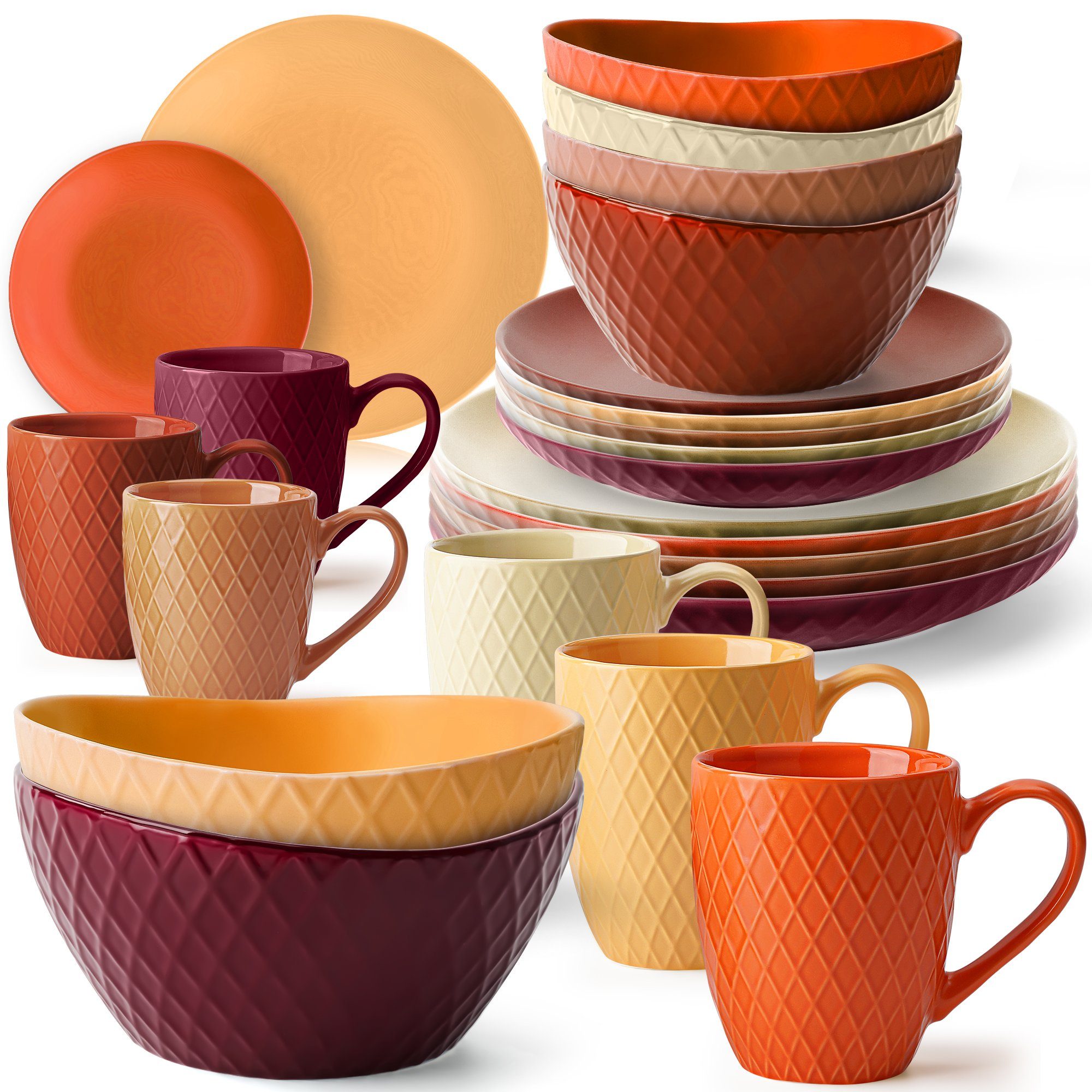 MiaMio Tafelservice Tafelservice 24tlg Geschirrset 6 Personen Kombiservice Keramik - Magma (24-tlg), 6 Personen, Keramik
