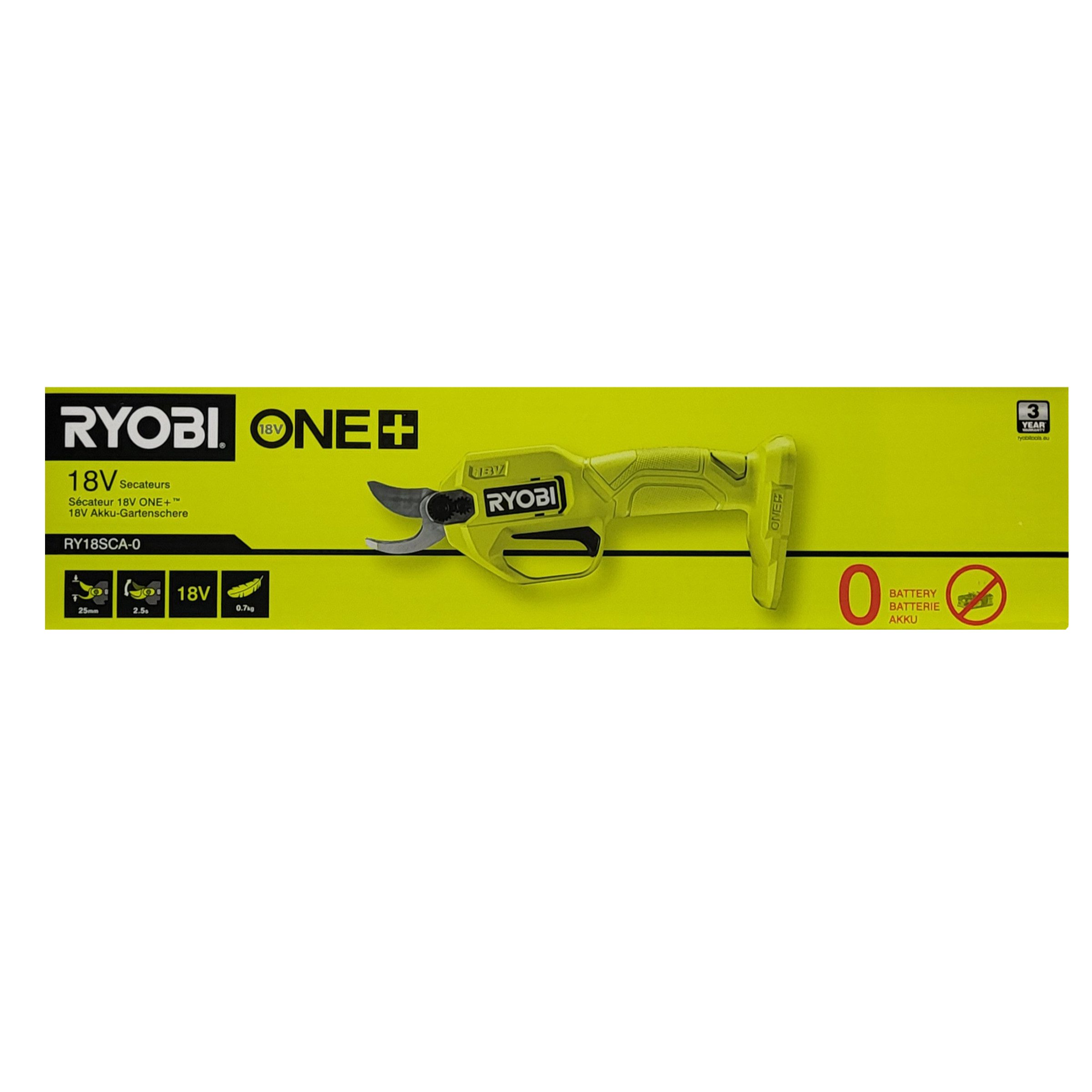 RYOBI Akku-Gras- und Strauchscherenset Ryobi RY18SCA-0 Akku-Schere 18 V ONE+ (ohne Akku/Ladegerät), (1 St)