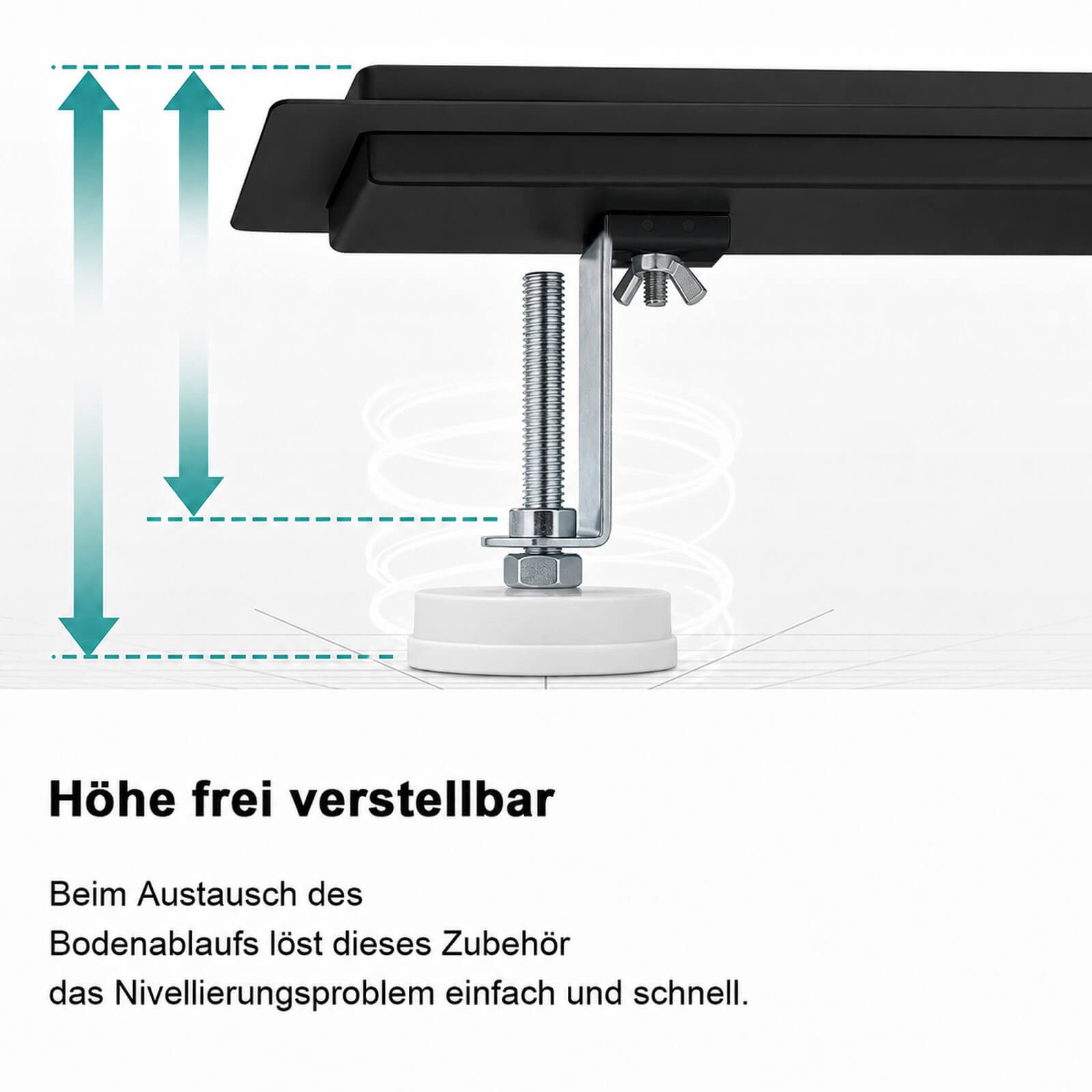 SaniteModar Duschrinne befliesbar, extra flach mit 360° drehbarem Siphon aus Edelstahl, 1-St., Duschrinne 60 cm, linearer Bodenablauf für bodengleiche Dusche