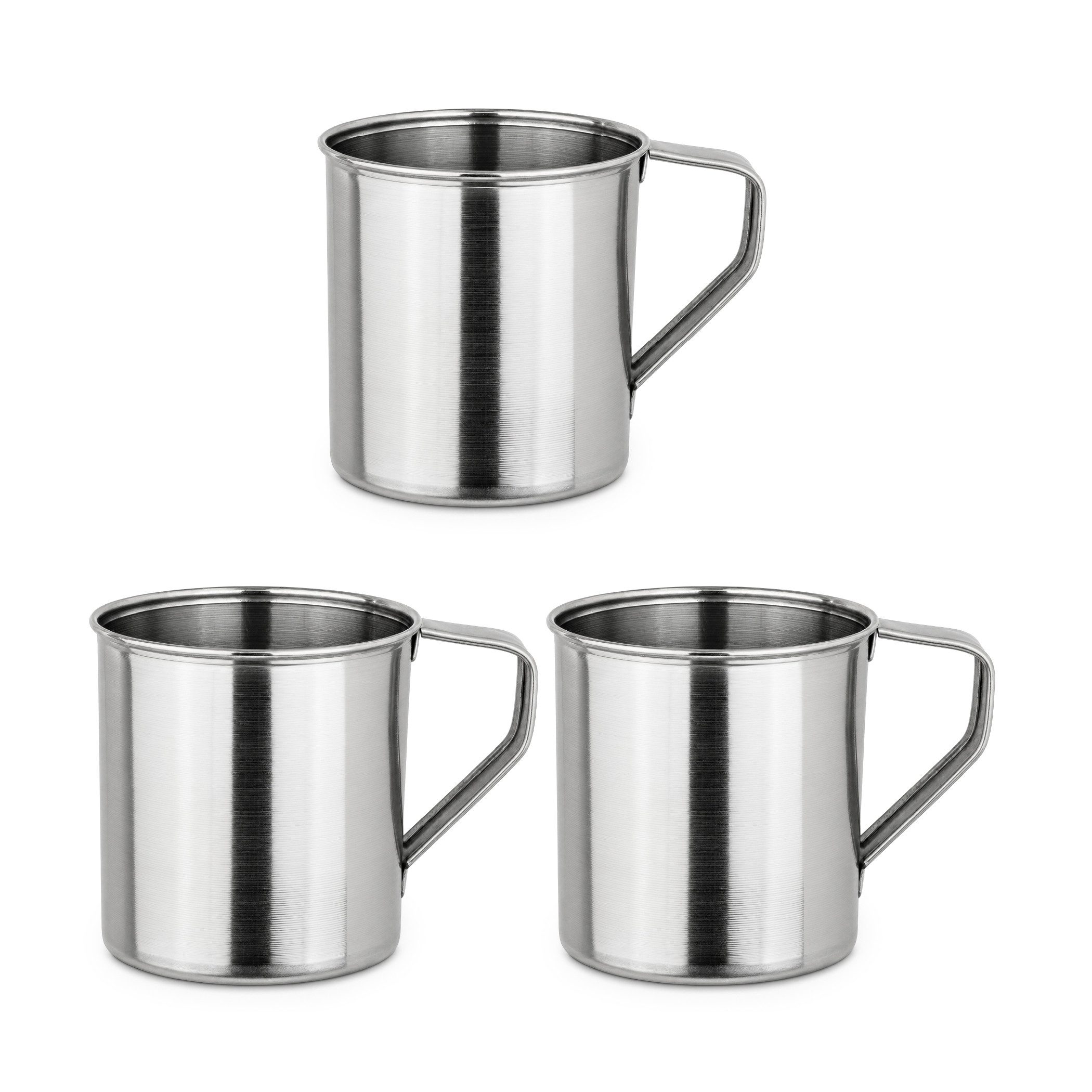 Moritz Tasse Moritz Becher Edelstahlbecher 3er Set 200 ml mit Henkel Campingbecher, 3-tlg., Edelstahl