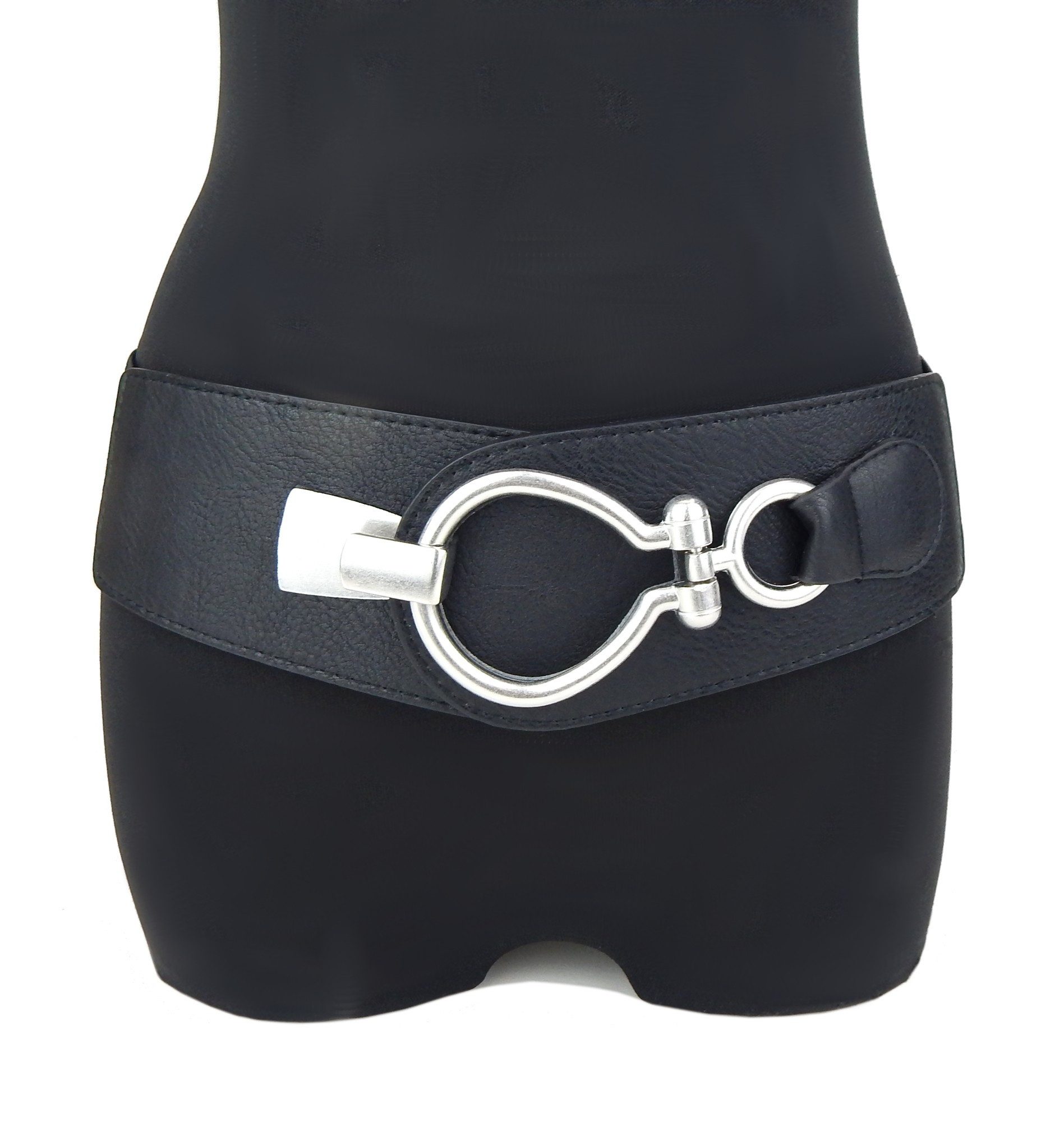 Ella Jonte Stretchgürtel in Schwarz-Silber – Elastischer Taillen- & Hüftgürtel 75-90 cm