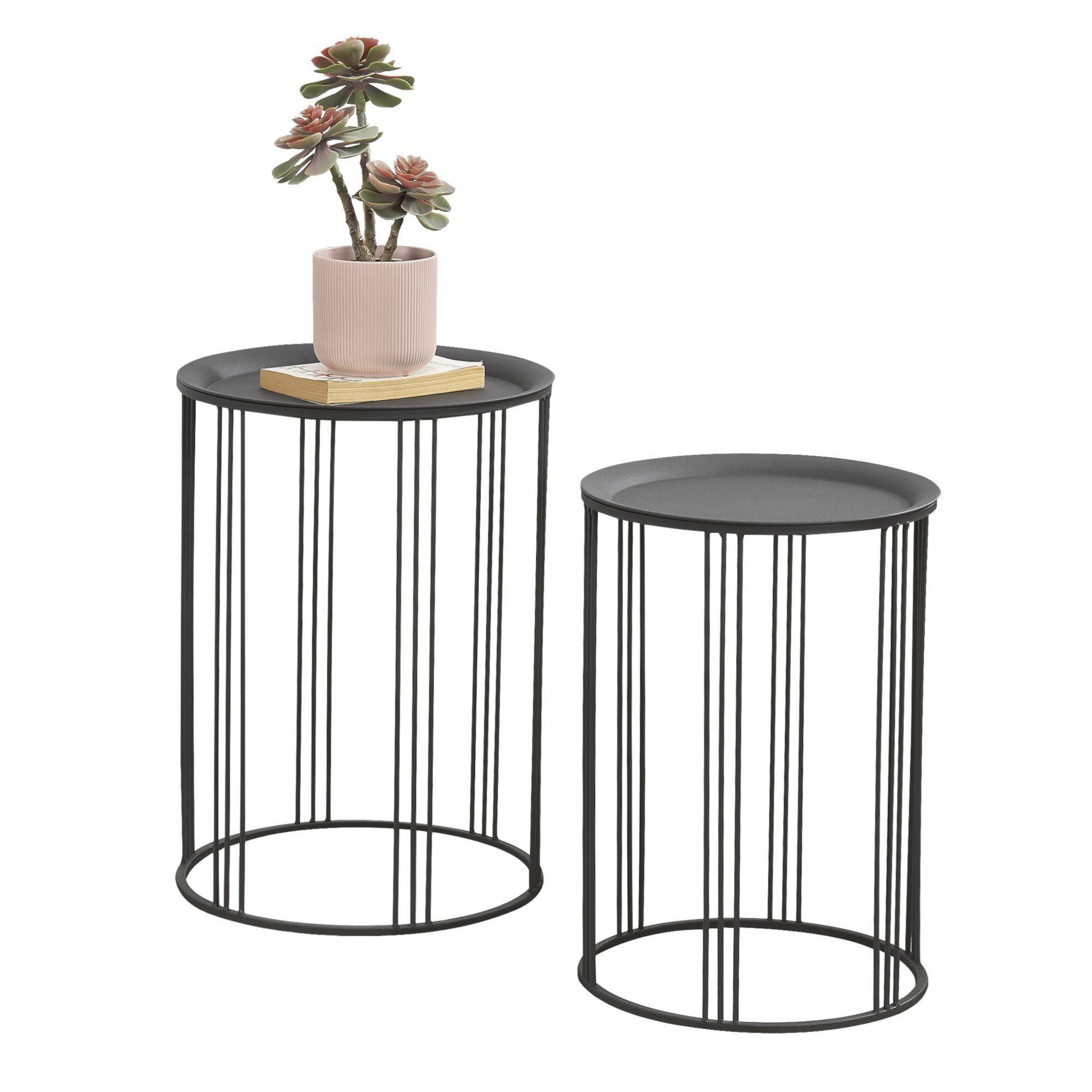 en.casa Beistelltisch, »Batumi« Couchtisch 2er Set schwarz Metall