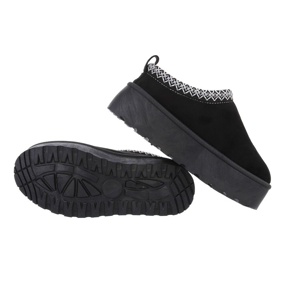 Ital-Design Die bequemen Plateau-Slipper Hausschuh (85244449) Flach Stiefeletten in Schwarz