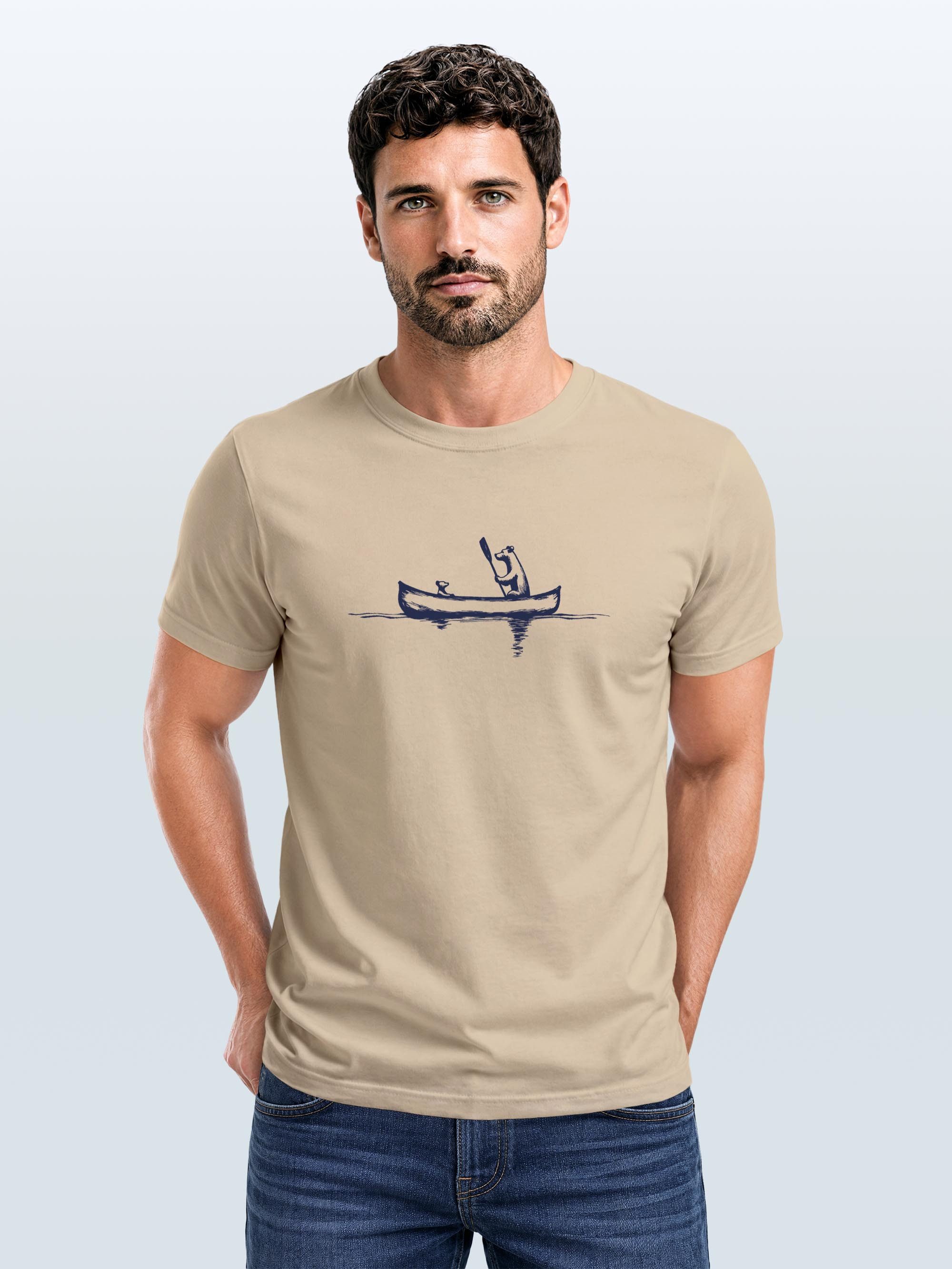 Neverless Print-Shirt Herren T-Shirt Bär Familie Kanu Outdoor Fashion Streetstyle Neverless® mit Print