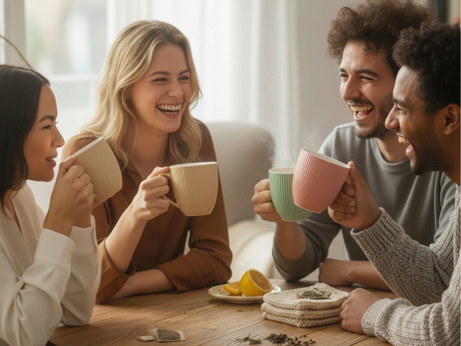 Cangoo Cup Tasse Embossed Beige Teebecher 0,33l, Porzellan