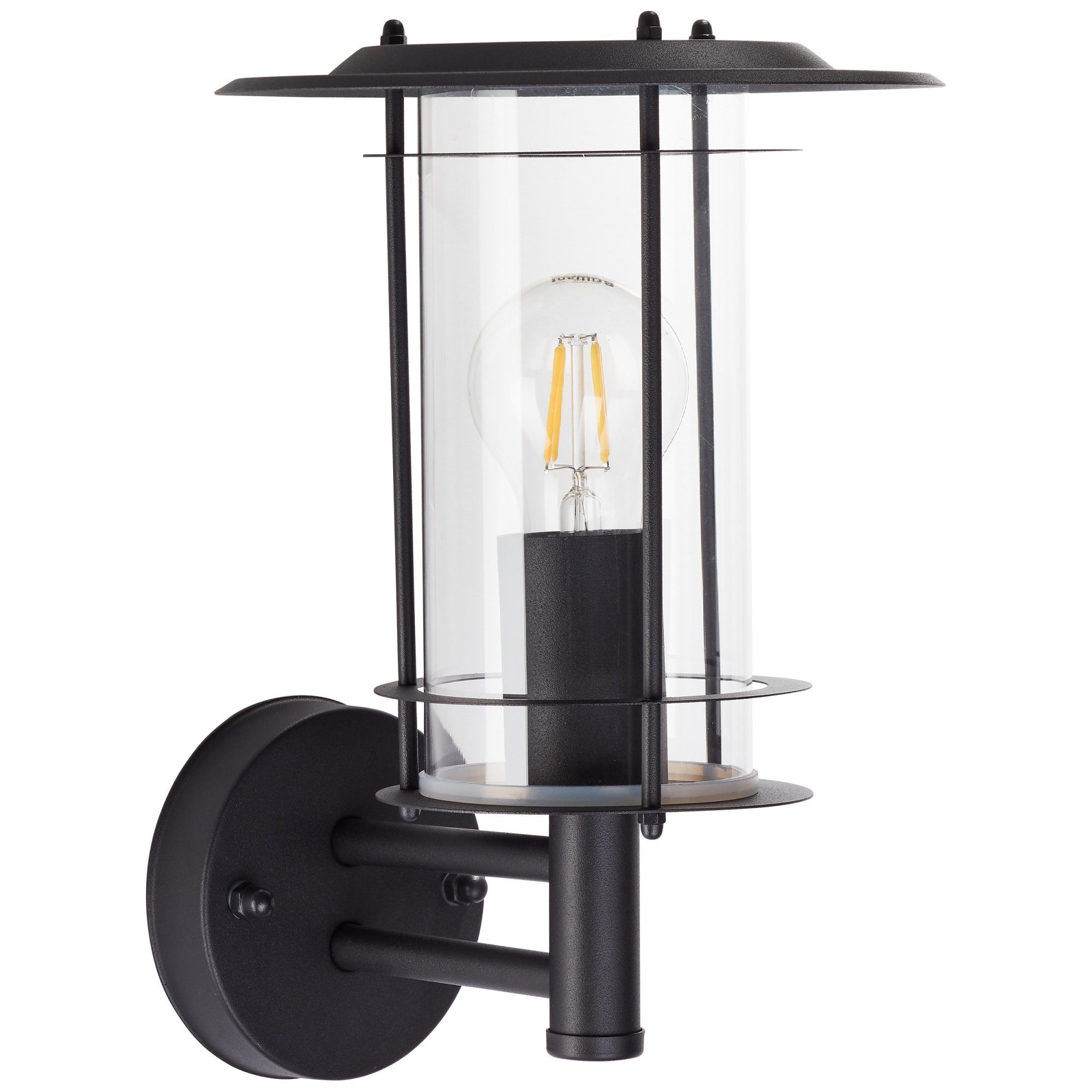 Lightbox Außen-Wandleuchte, ohne Leuchtmittel, Haustürlampe, 30 x 20 x 22 cm,  E27, Metall/Kunststoff, matt schwarz