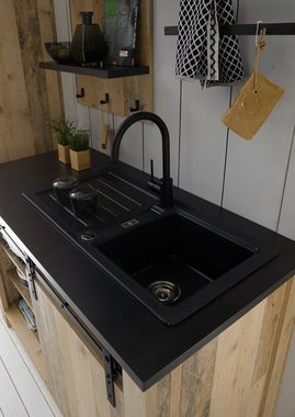 Furn.Design Spülenunterschrank Stove (Küchenschrank in Used Wood Vintage, B x H ca. 133 x 93 cm) für Spüle oder Ceranfeld