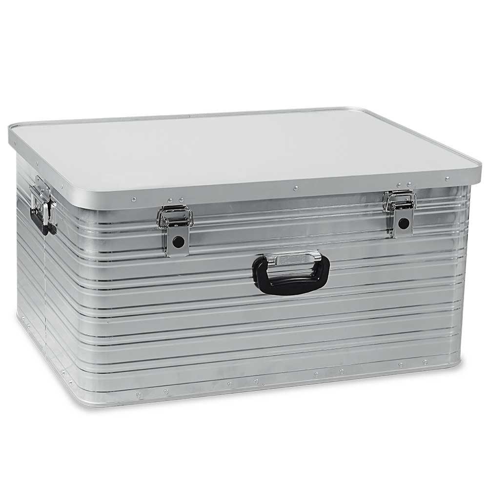 BRB-Lagertechnik Aufbewahrungsbox Aluminium-Behälter, LxBxH 765x585x385 mm, 141 Liter, staub- und spritzwasserdicht, Schutzecken/Umlaufsicken zur Verstärkung