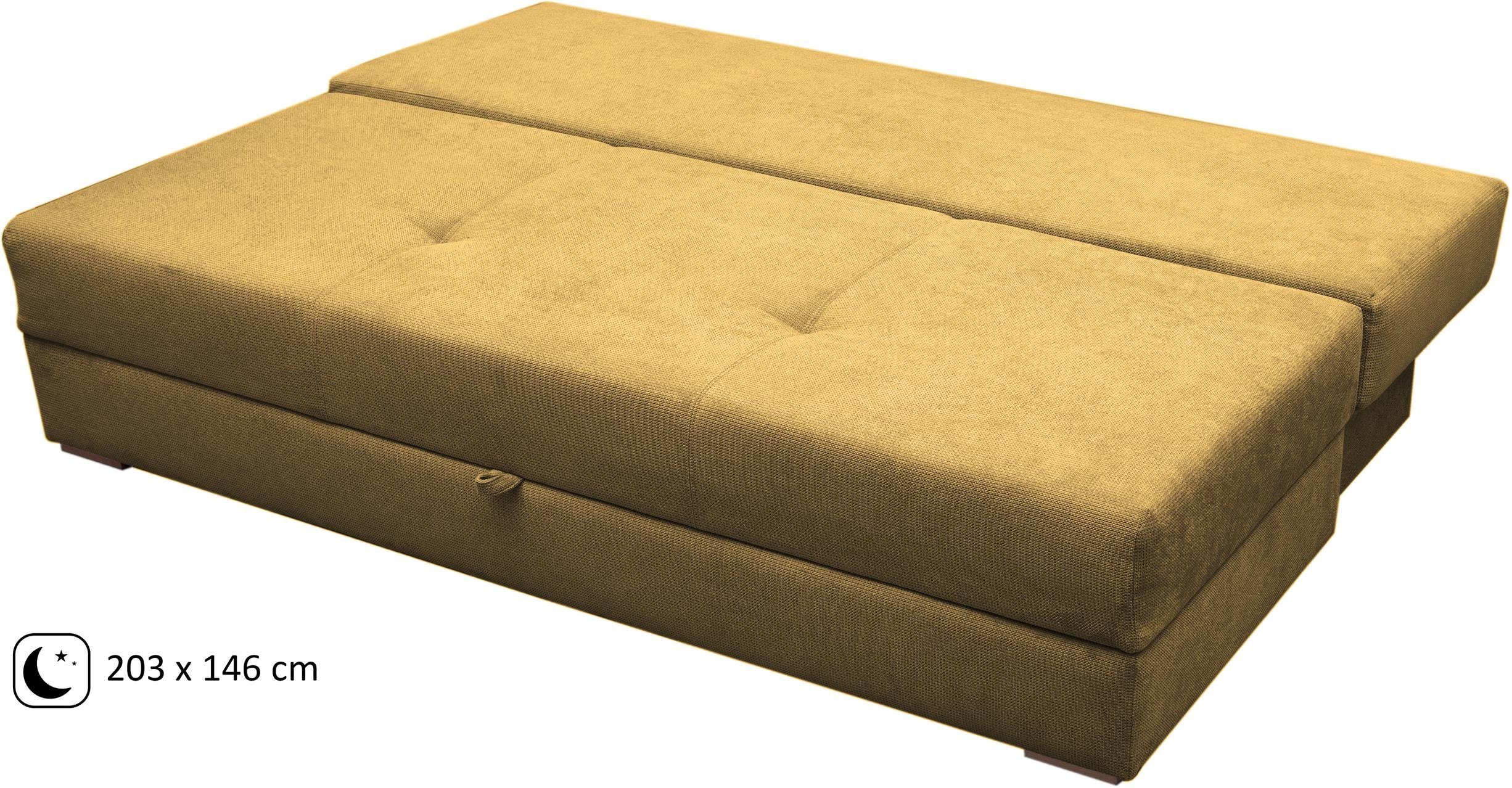 Beautysofa 3-Sitzer Dafne, mit Bettkasten, Schlaffunktion, Sofa Couch, Schlafsofa, 68) gelb (vardo