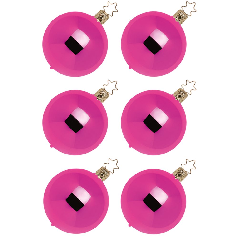 INGE-GLAS® Weihnachtsbaumkugel Christbaumkugel Set pink (6 St), mundgeblasen