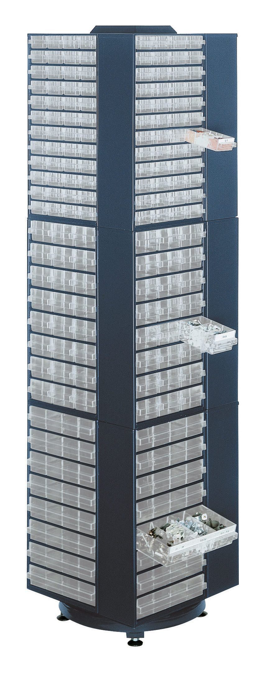 raaco Kleinteilemagazin, Drehständer leer 1760 mm hoch blau