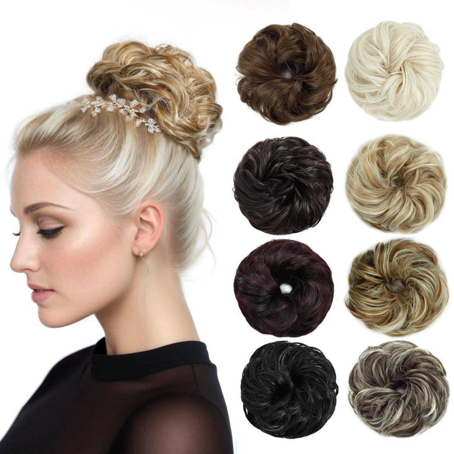 LuxusKollektion Kunsthaar-Extension Haarteil Dutt lockig Gummiband synthetisch Damen Hellbraun mix Blond