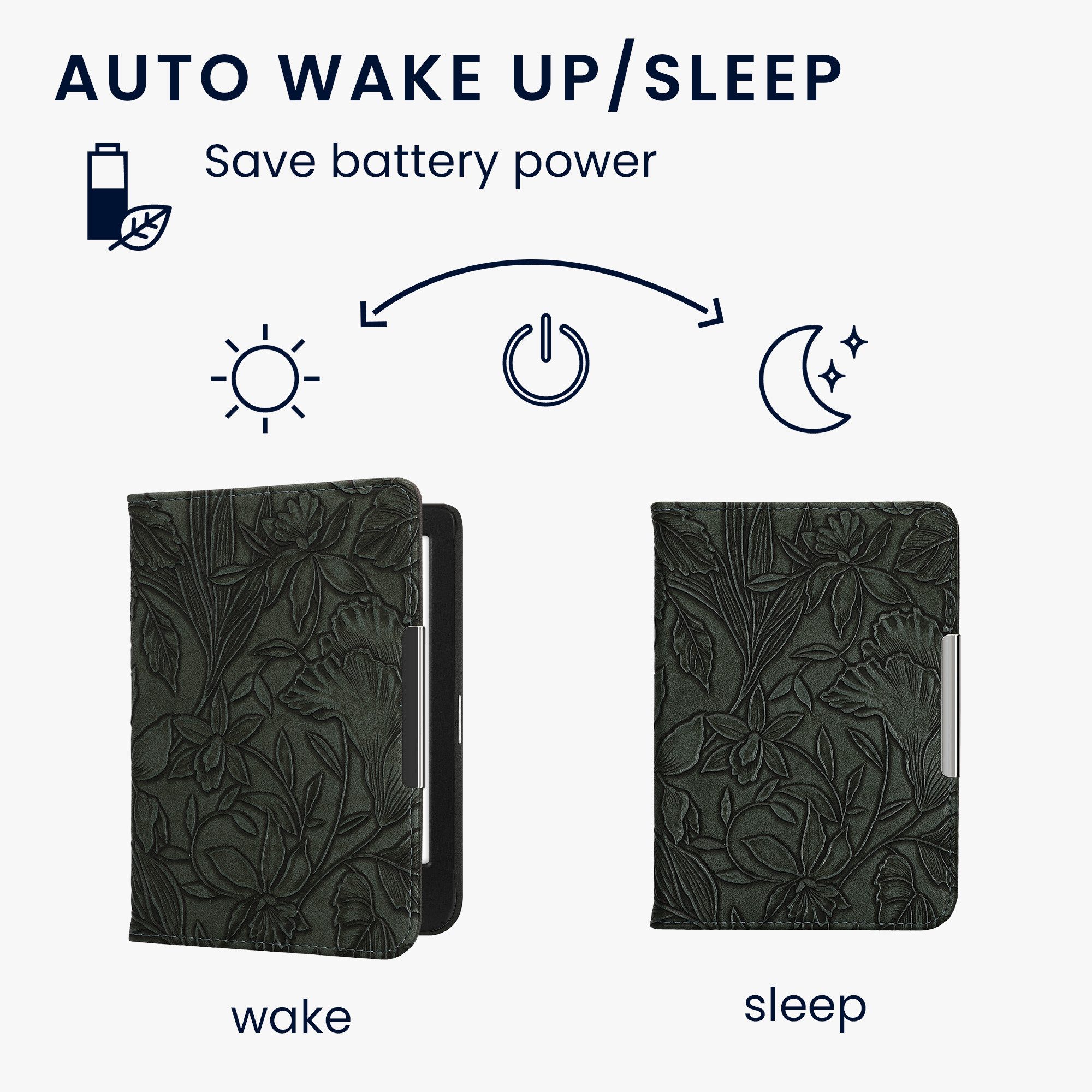kwmobile E-Reader-Hülle Schutzhülle für Kobo Clara BW / Clara Colour / Tolino Shine (5), eReader Flip Case mit Handschlaufe und Auto Sleep Funktion