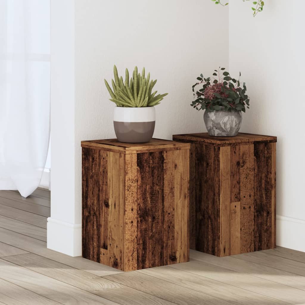 vidaXL Rankhilfe, Pflanzenständer 2 Stk. Altholz-Optik 20x20x30 cm Holzwerkstoff