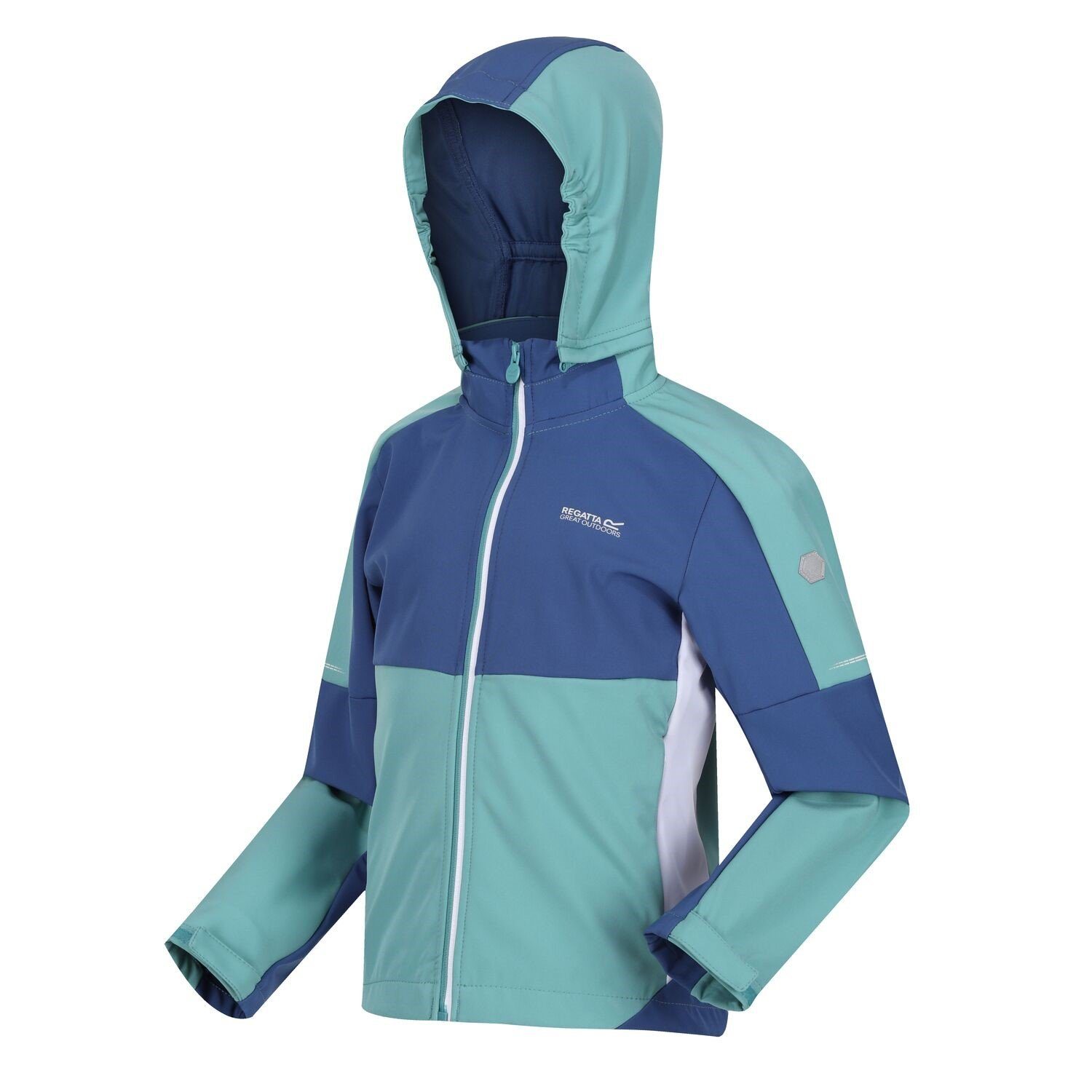 Regatta Kinder VI Softshelljacke Türkis Kapuze Acidity mit Regatta Funktionsjacke