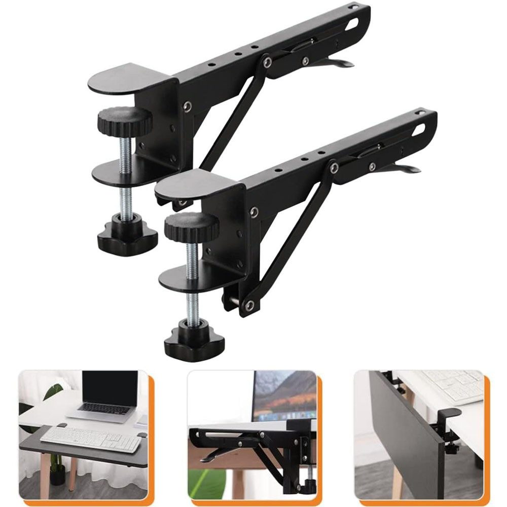 QUBEBU Tastaturhalterung Schreibtisch Verlängerung Tastaturablage Klappbare Tischverlängerung, (Schreibtisch Verlängerung Ergonomische, Schreibtisch Ausziehbar, 2pcs, 2-tlg., Faltenbar Schreibtisch Erweiterung für Computertische und Bürotische)