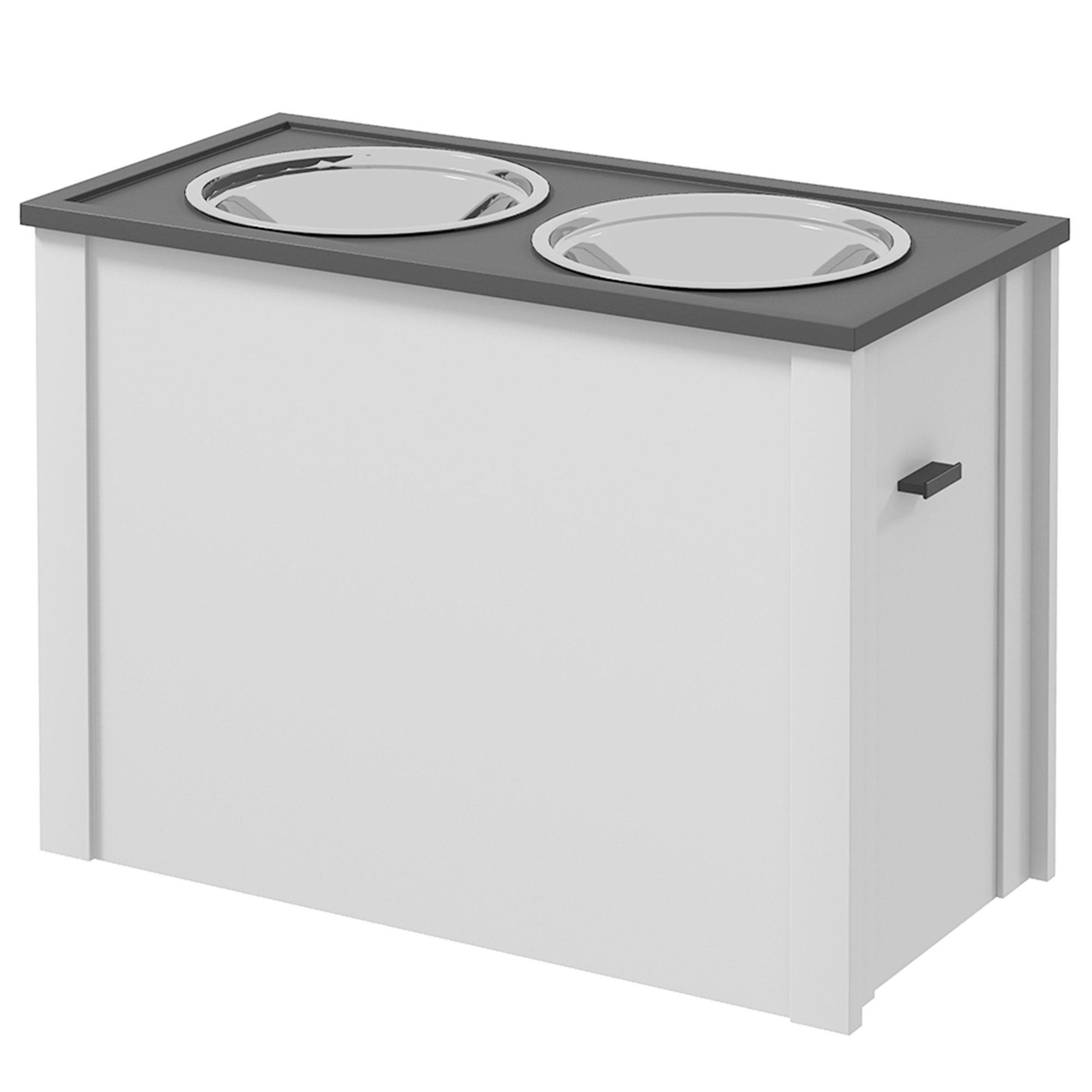PawHut Futternapf Hunde Futterstation mit Stauraum, Napfständer mit 2 Edelstahlschüsseln, Stahl, 60L x 30B x 42H cm von PawHut