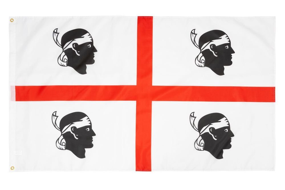 PHENO FLAGS Flagge Sardinien Flagge 90 x 150 cm Fahne Italien Sardinische (Hissflagge für Fahnenmast), Inkl. 2 Messing Ösen