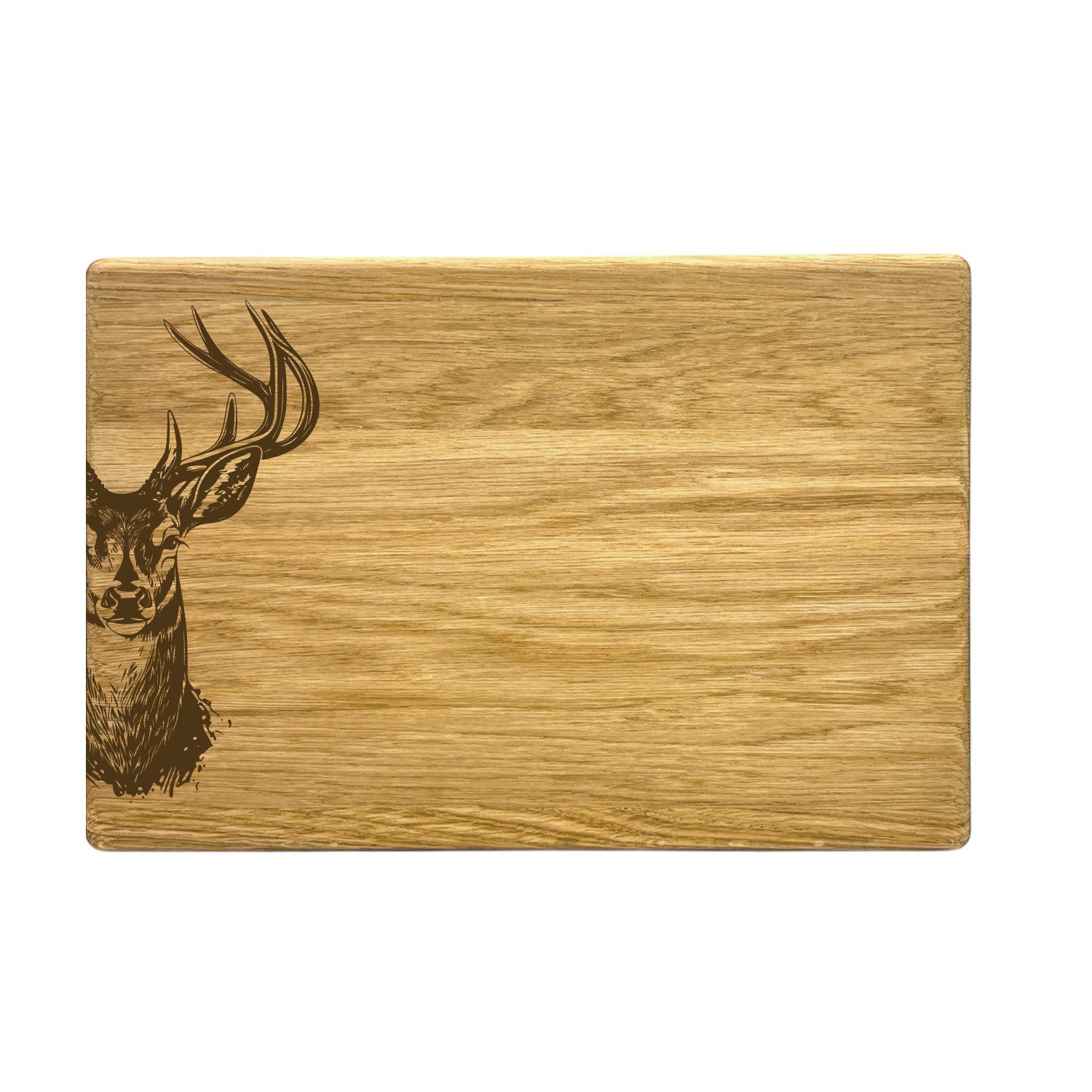 Camolo Frühstücksbrett Vesperbrett Hirsch aus Eiche 250 x 180 x 15 mm, Holz