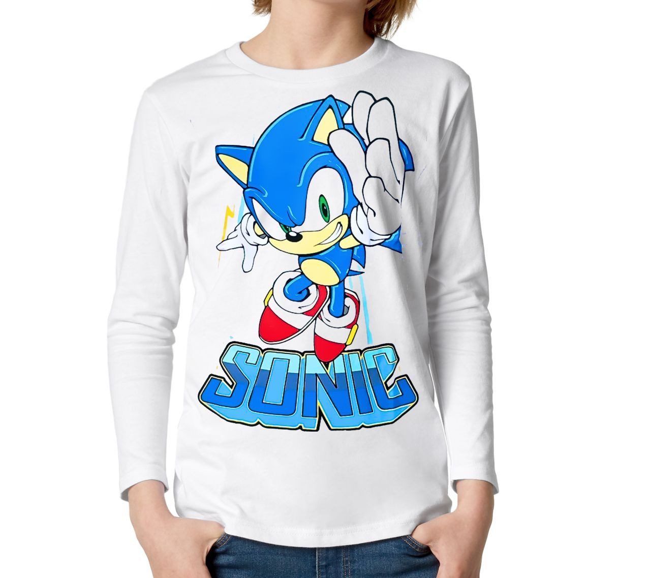 Sonic The Hedgehog Langarmshirt Sonic Longsleeve langarm T-Shirt Pulli Pullover 6-12 Jahre Kinder Langarm T-Shirt Sonic Jungen + Mädchen