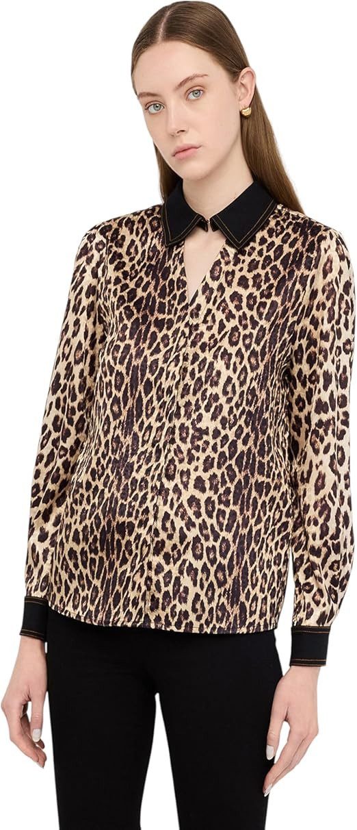Liu Jo Langarmbluse ? Damen Bluse Leopard ? Langarmhemd mit Print ? elegante Animalprint B