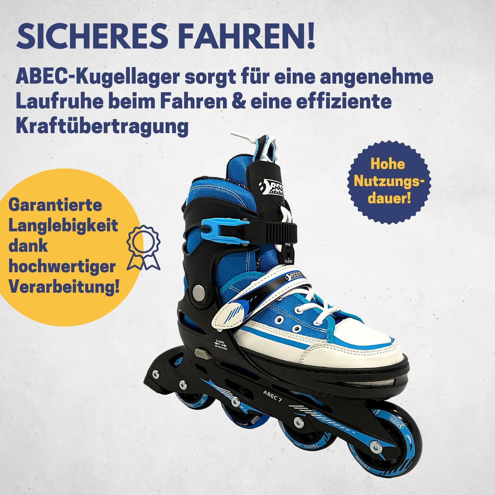 Best Sporting Schlittschuhe Inline Skates Kinder I Rollschuhe größenverstellbar, Robuste Inliner für Jugendliche mit Bremse