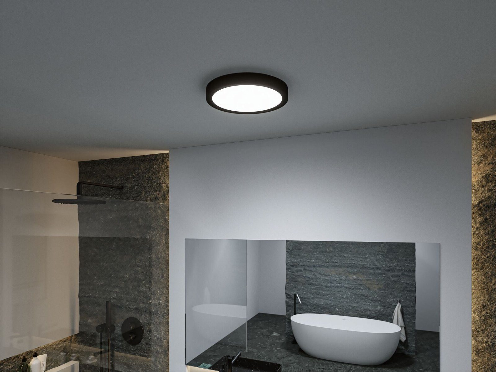 Tega Schwarz LED Deckenleuchte Paulmann integriert, IP44 Tageslichtweiß, fest Selection Bathroom 230V Kunststoff, 24W WhiteSwitch LED