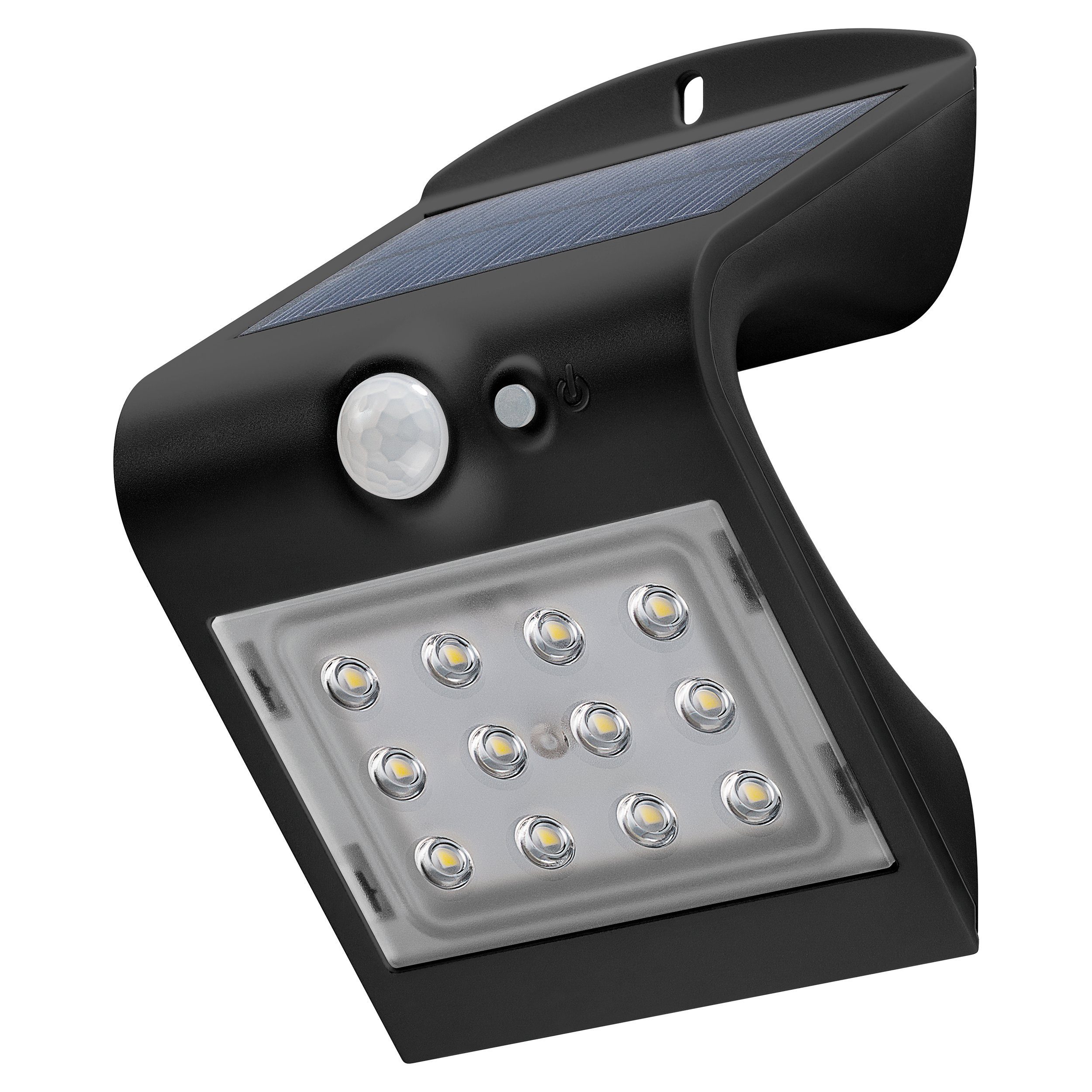 Goobay LED Solarleuchte Neutralweiß, lm Außenstrahler mit W LED / Solar Hochwertiges 220 Scheinwerfer, integriert, LED K fest Schwarz Bewegungsmelder 1,5 / 4000 / Solarpanel