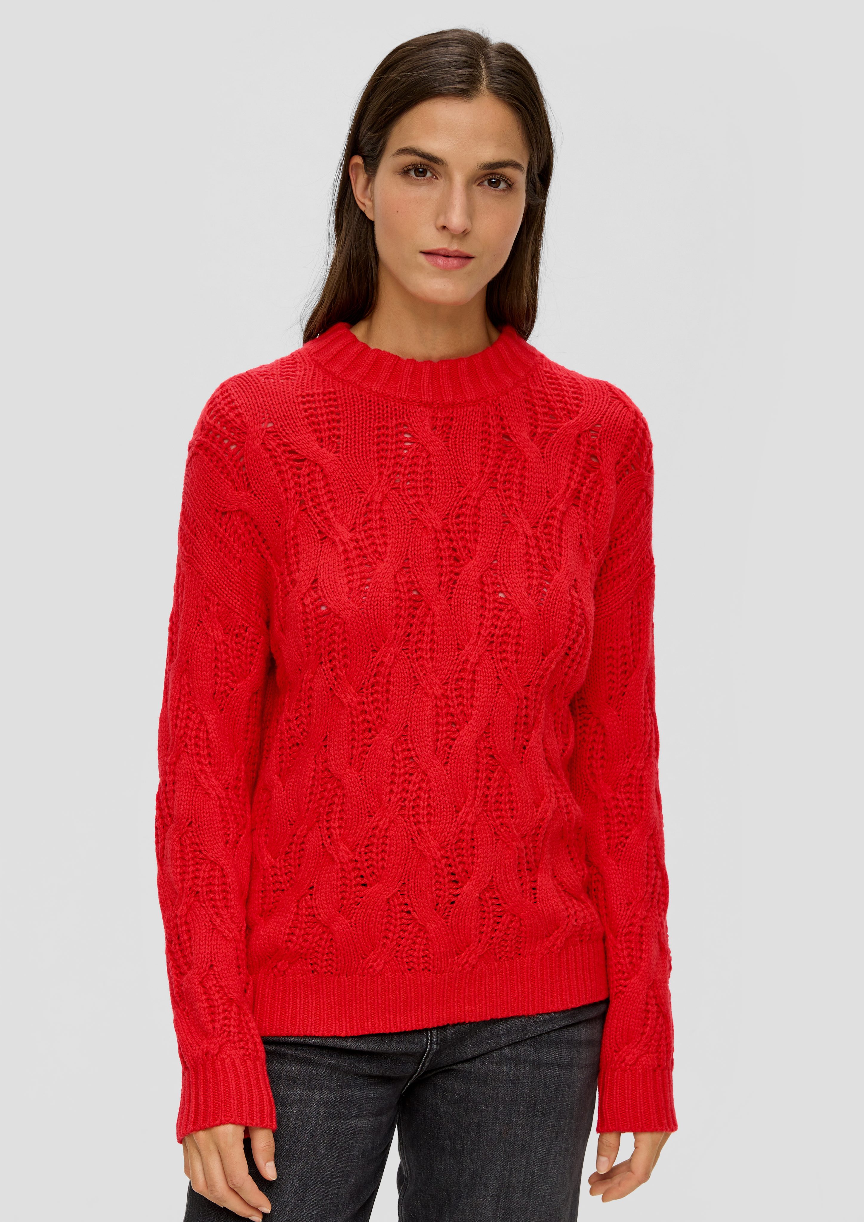 s.Oliver Strickpullover Strickpullover aus Viskosemix rot