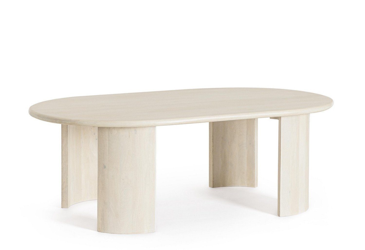 Natur24 Beistelltisch Beistelltisch Orlando 130x80x45cm Mangoholz Platte und Halbrunde Beine