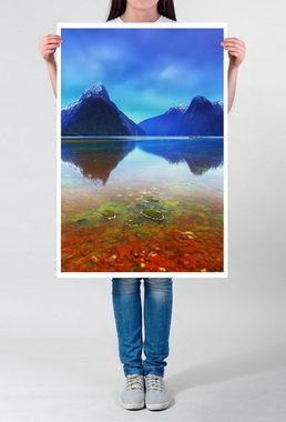 Sinus Art Poster Landschaftsfotografie 60x90cm Poster Rote Algen und Berge