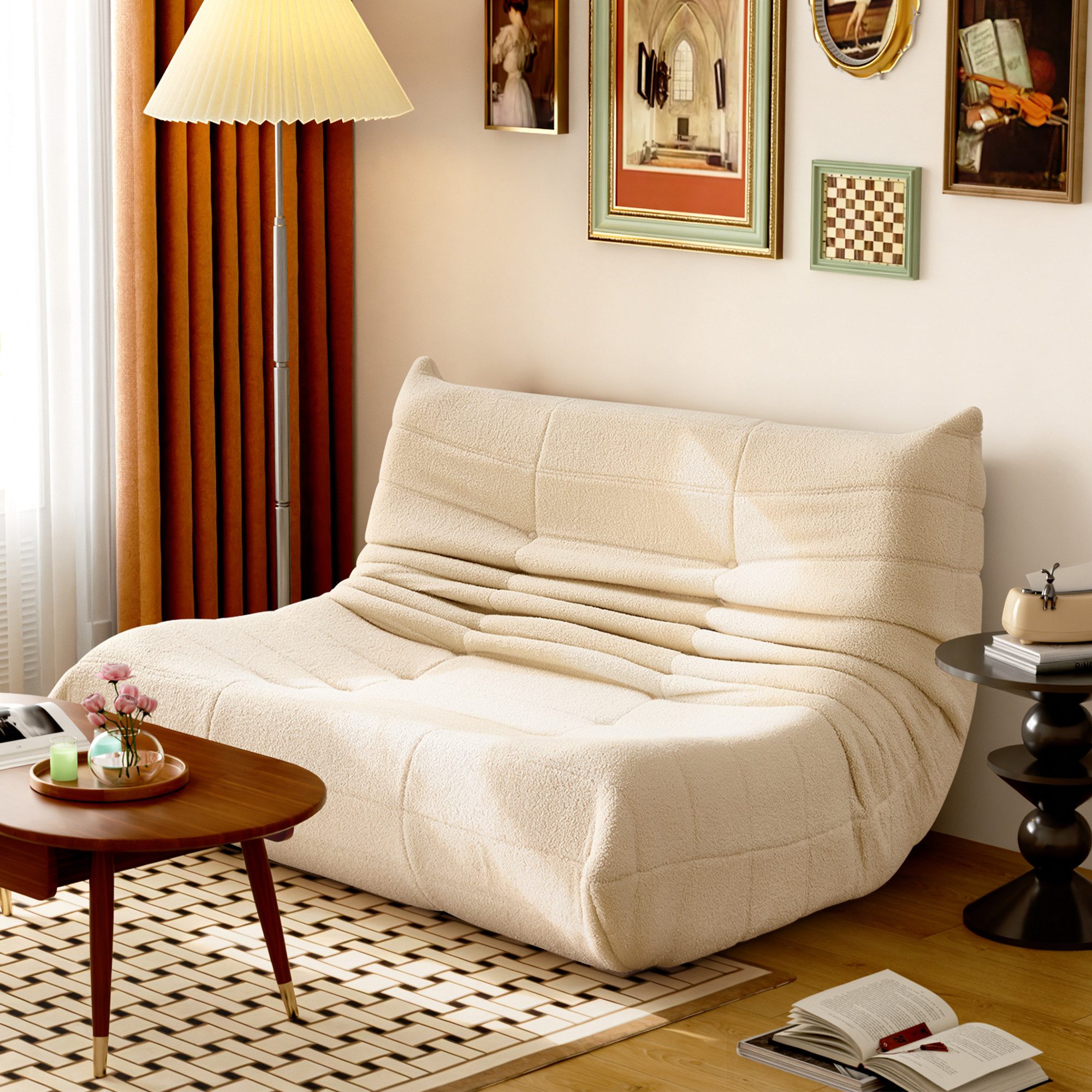 HAUSS SPOLE Sitzsack 2-Sitzer Lazy-Sofa aus Teddy-Samt, modernes Design, Wohnzimmer Beige (1 St)