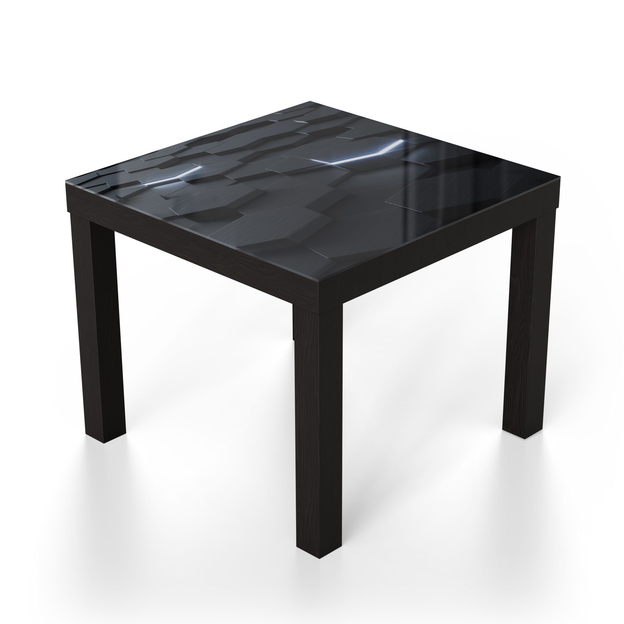 DEQORI Sechsecken', aus Beistelltisch modern Glas Couchtisch 'Fläche Schwarz Glastisch