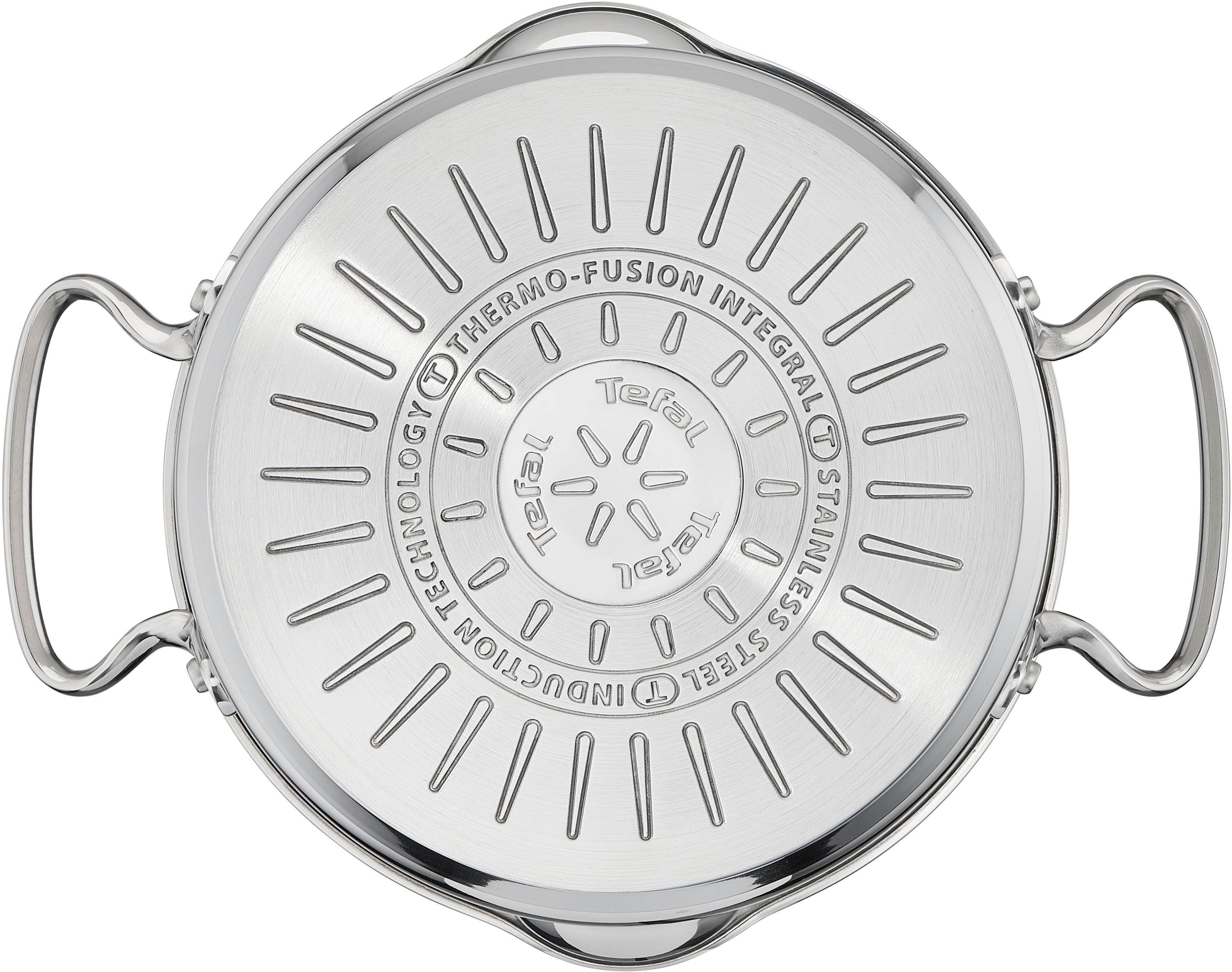 Tefal Topf-Set G719S7_K2323S74 Duetto+ Ice Force, Edelstahl (Set, 10-tlg., Kasserolle 16 cm, Töpfe mit Deckel 16/20/24 cm), rostfreier Edelstahl, Deckel m. Abgi – Bild 5 von 5