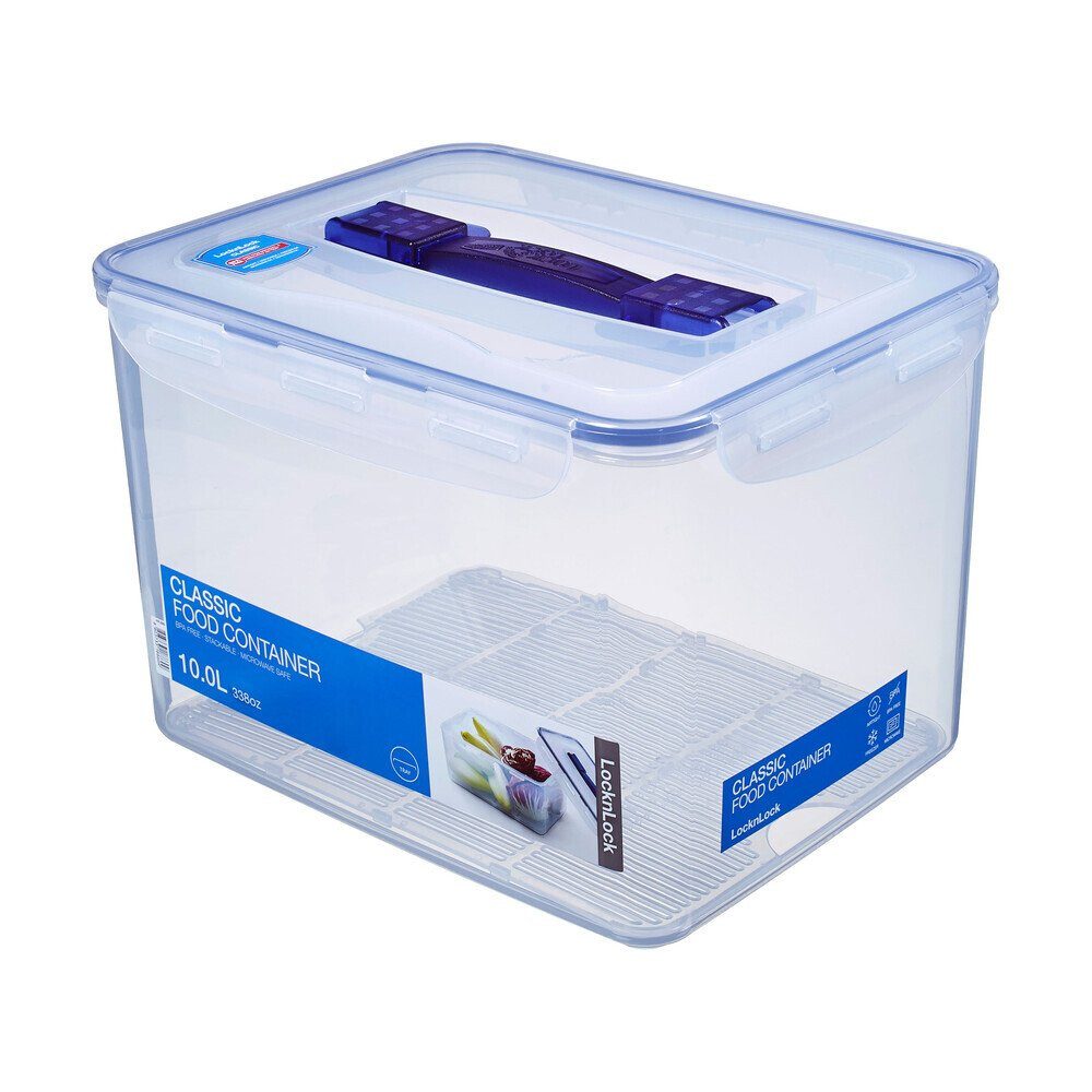 LOCK & LOCK Frischhaltedose Frischhaltedose 10,0 l Classic mit Griff blau, BPA frei, lebensmittelecht, Polypropylen, (1-tlg), Frischhaltedose, 10 l, BPA frei, blau