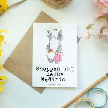 Mr. & Mrs. Panda Grußkarte Panda Shopping - Weiß - Geschenk, Schenken, Geburtstagskarte, Glückwu, Hochwertiger Karton