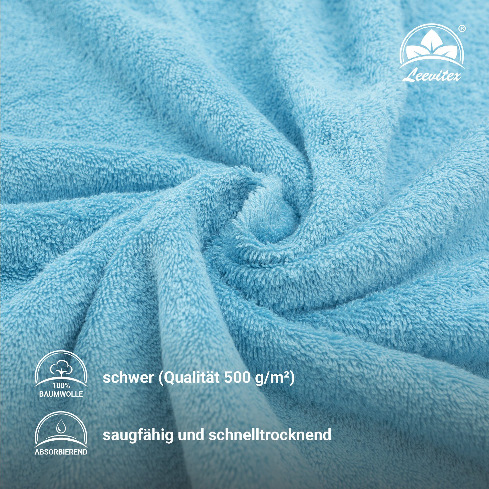 leevitex® Saunatuch Frottee XXL, (1-St), 80 x 200 cm, extra groß &  saugfähig, Hellblau/Himmelblau