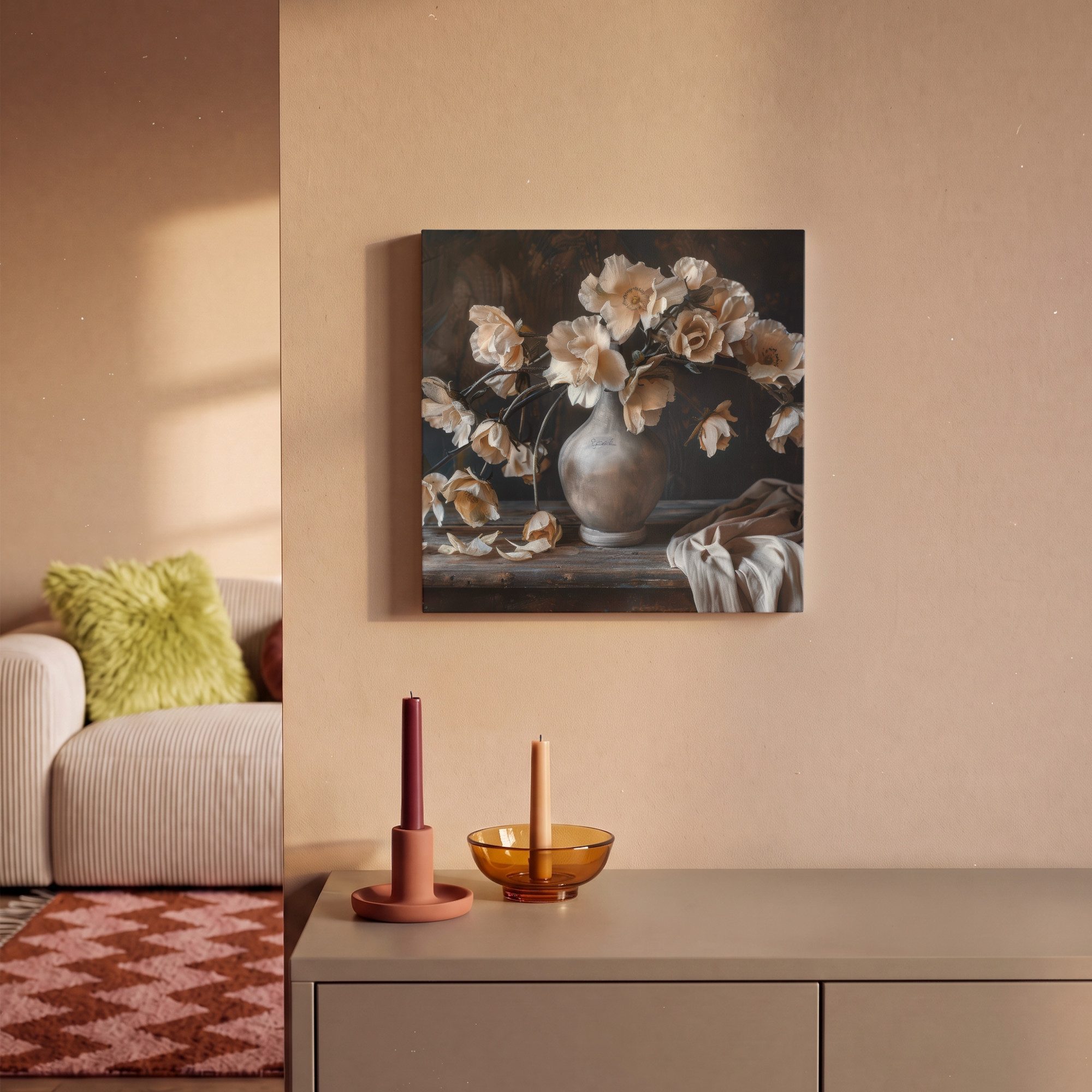 OneMillionCanvasses® Leinwandbild Blumen - Vase - Kunst - Stilleben, Fotodruck (1 St), Wandbild, Deko Schlafzimmer Wohnzimmer Flur 20x20 cm – Bild 2 von 5