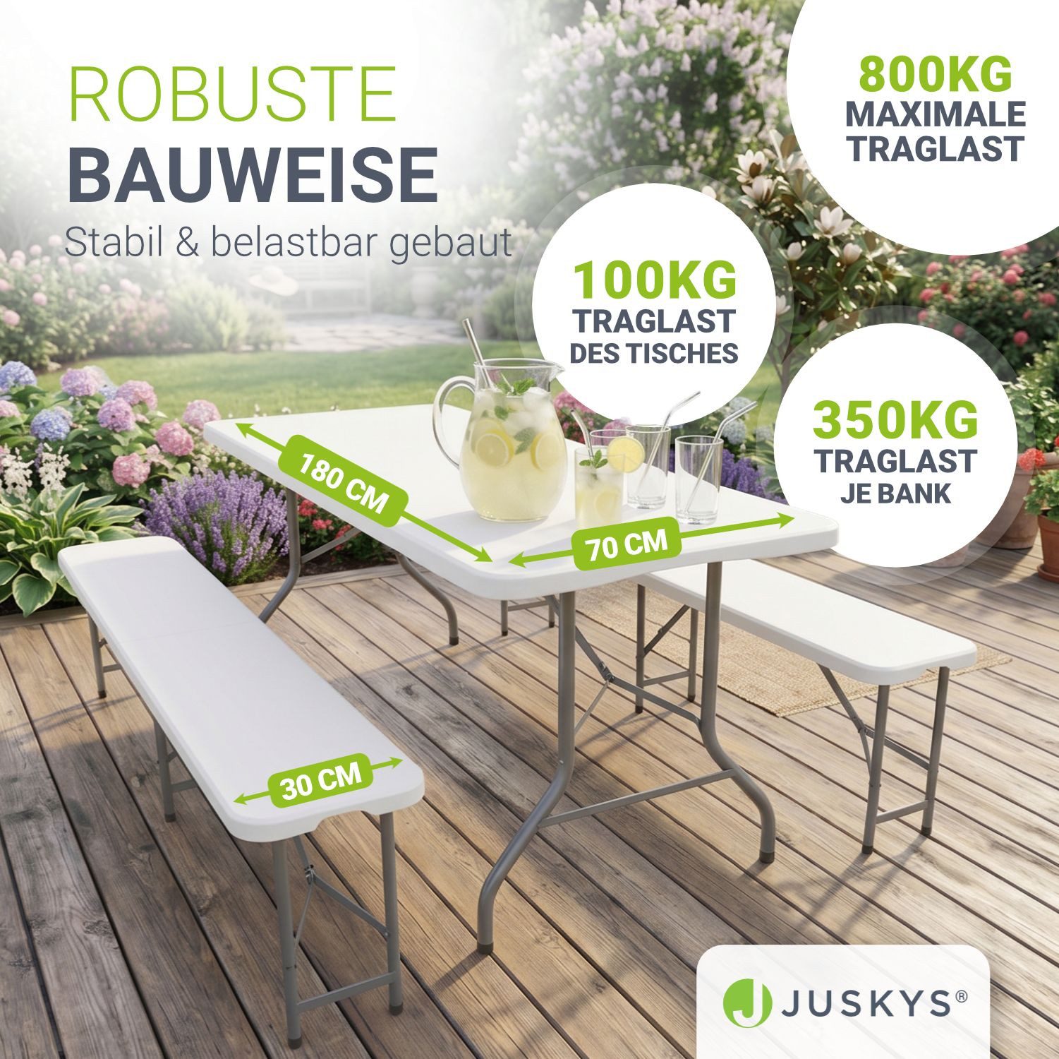 Juskys Bierzeltgarnitur Bayreuth, (3-tlg), pflegeleicht, ideal im Garten oder beim Camping